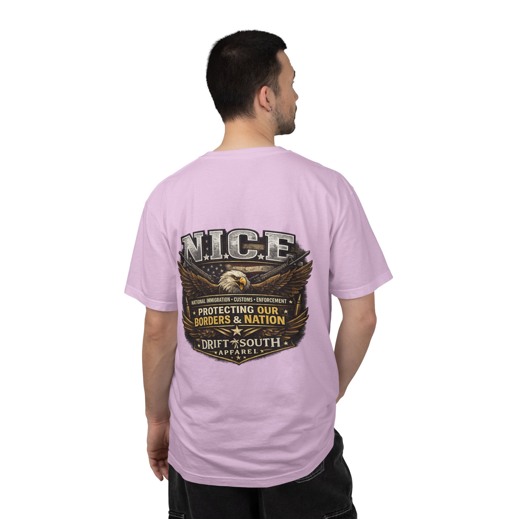 Drift South™-Patriotic “NICE” Eagle T-Shirt — Protecting Our Borders & Nation Graphic Tee