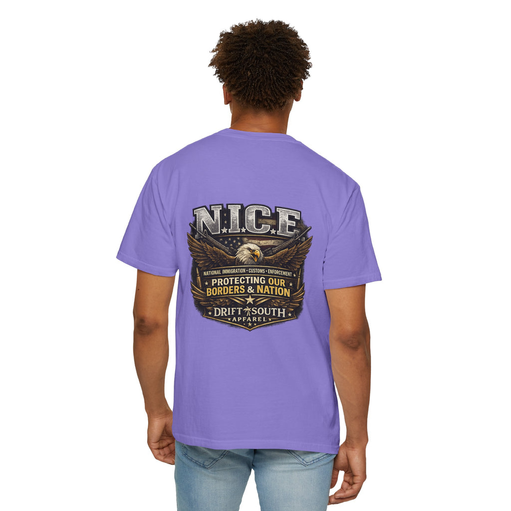 Drift South™-Patriotic “NICE” Eagle T-Shirt — Protecting Our Borders & Nation Graphic Tee
