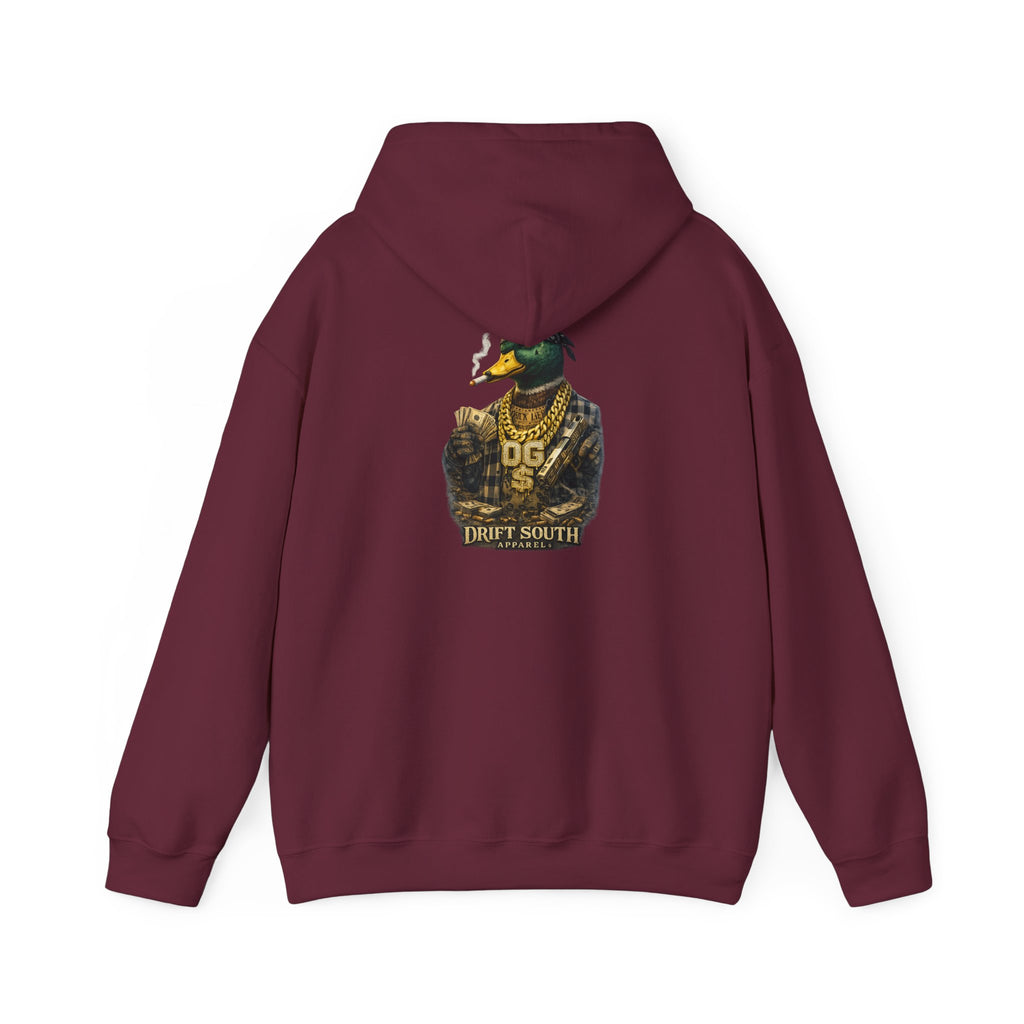 Duck Smoking Cigar Graphic Hoodie | Drift South Logo, Streetwear Style
