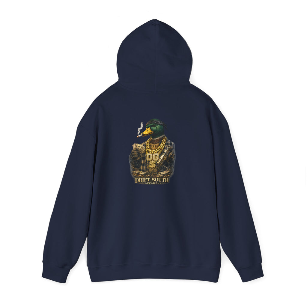 Duck Smoking Cigar Graphic Hoodie | Drift South Logo, Streetwear Style