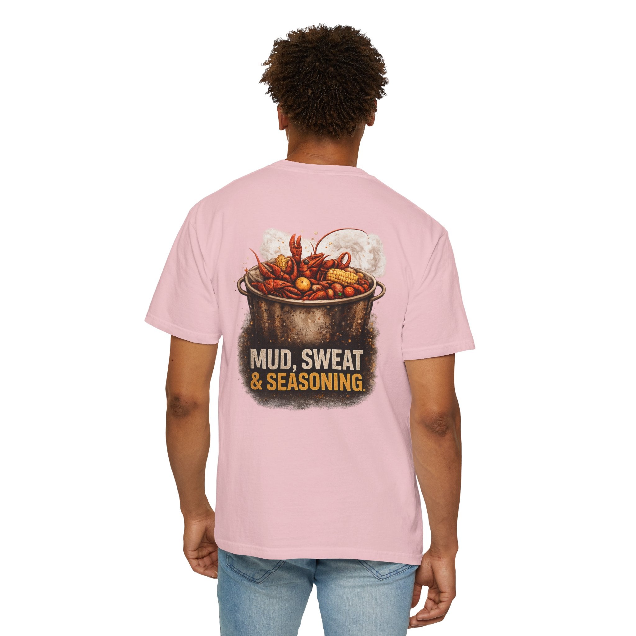 Drift South™-Mud, Sweat & Seasoning Cajun Crawfish Boil T-Shirt | Bayou Born Collection