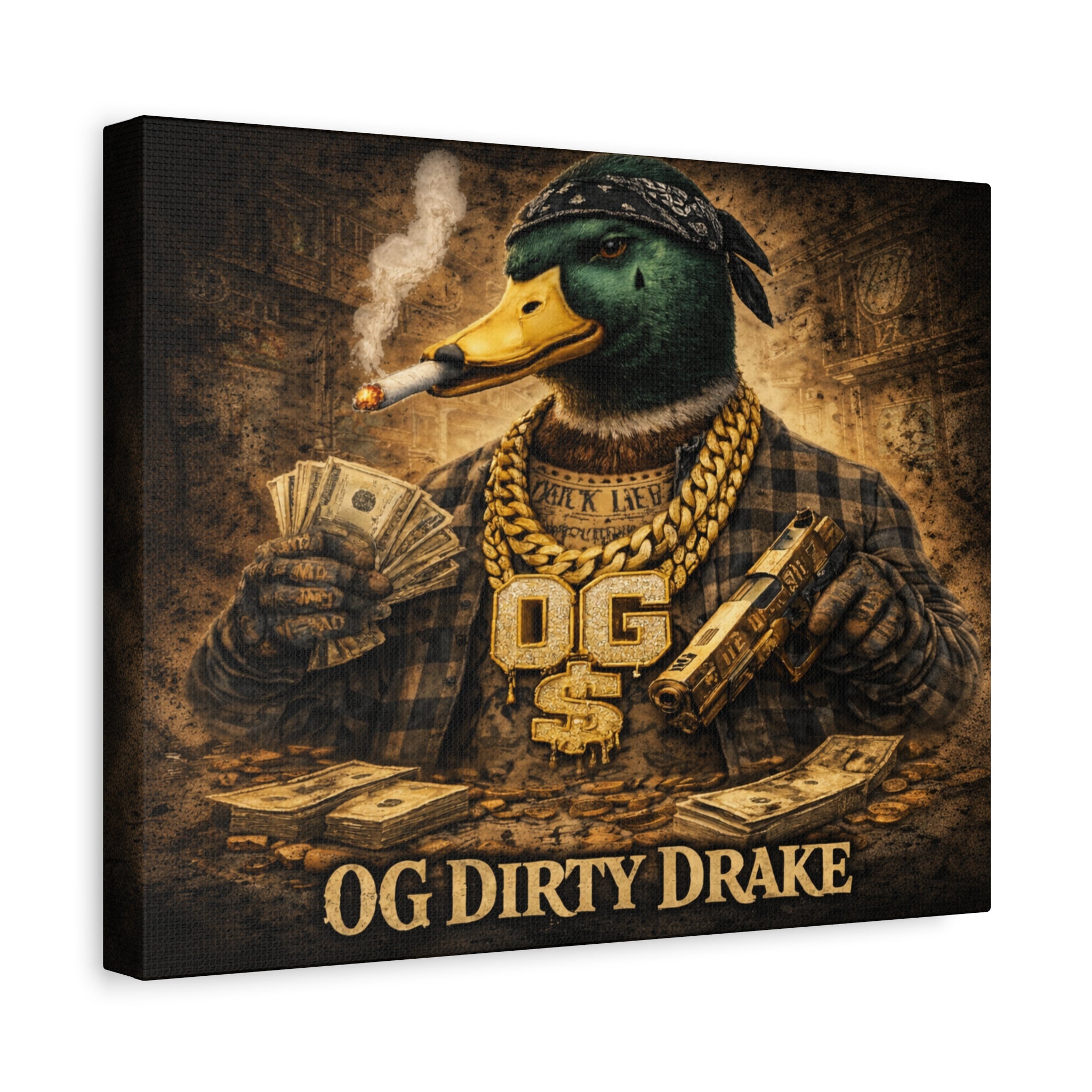 OG Dirty Drake Canvas Wall Art — Rap Duck Poster Matte Stretched