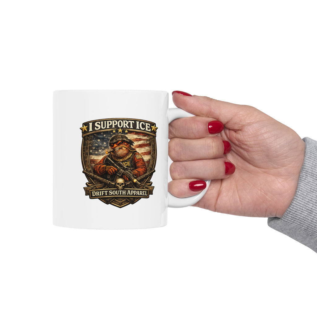 I Support ICE Patriotic Coffee Mug | Veteran & Pro-Law Design | Drift South Apparel