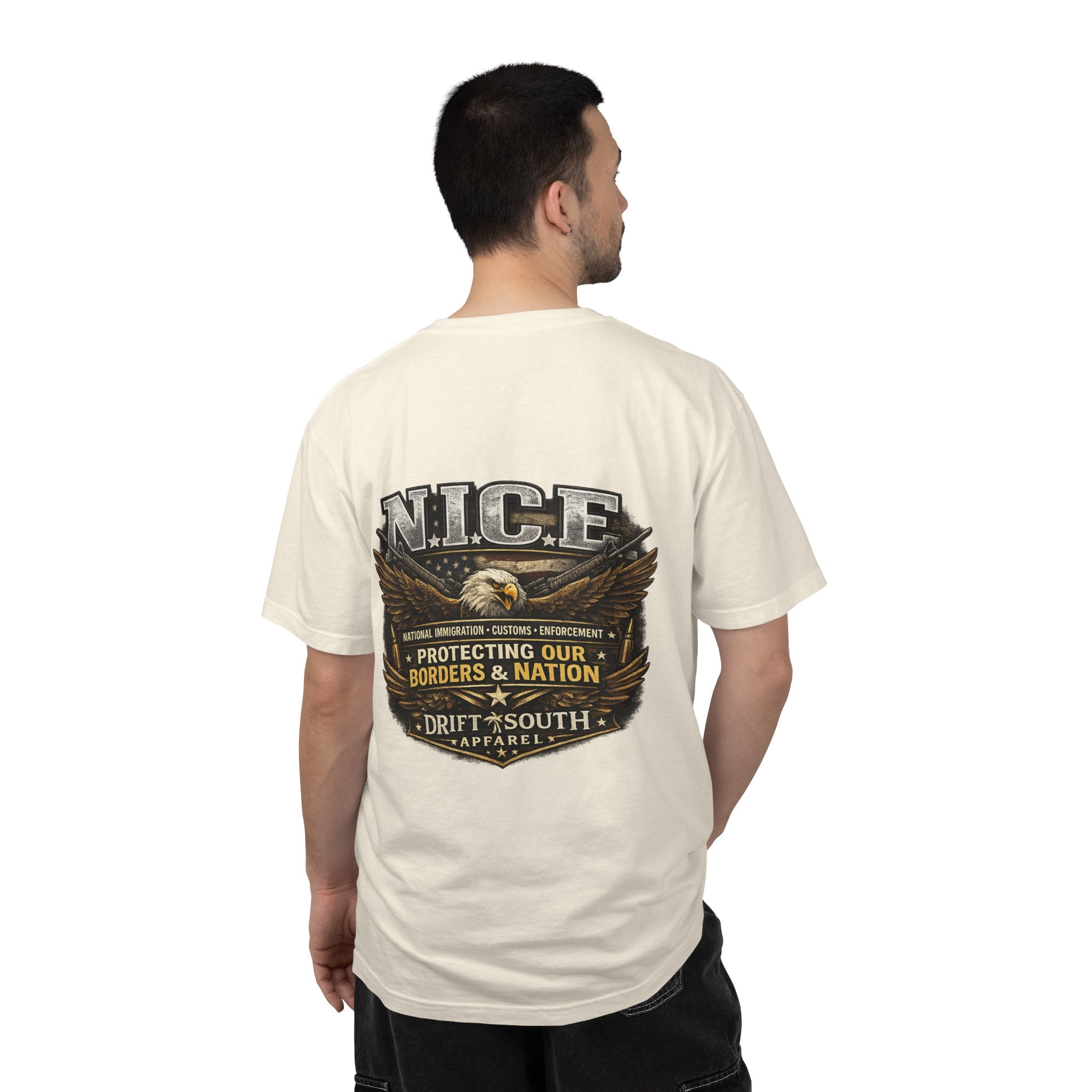 Drift South™-Patriotic “NICE” Eagle T-Shirt — Protecting Our Borders & Nation Graphic Tee
