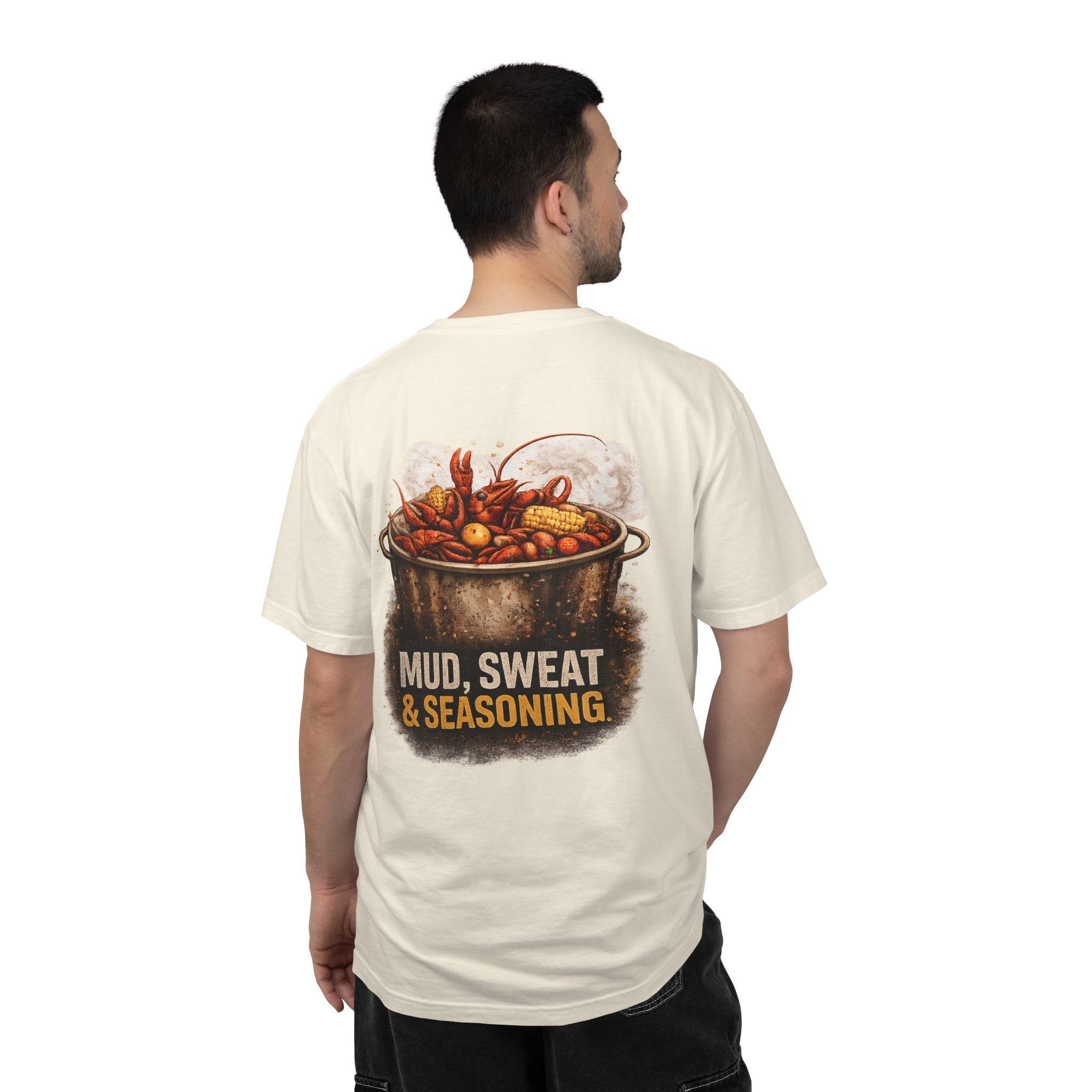Drift South™-Mud, Sweat & Seasoning Cajun Crawfish Boil T-Shirt | Bayou Born Collection