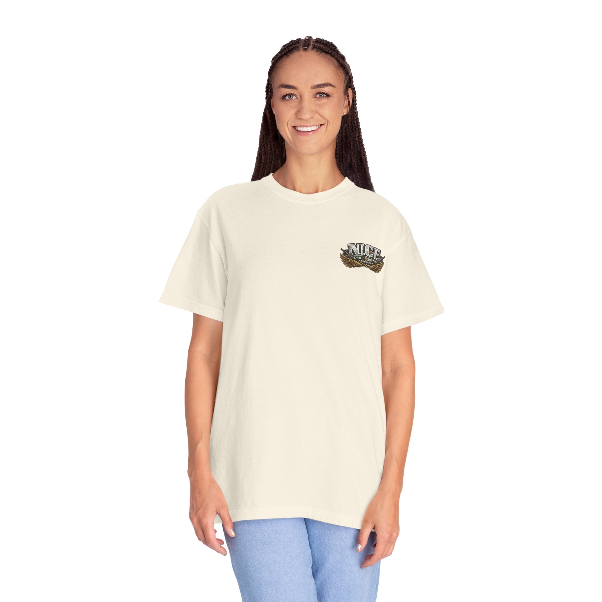Drift South™-Patriotic “NICE” Eagle T-Shirt — Protecting Our Borders & Nation Graphic Tee
