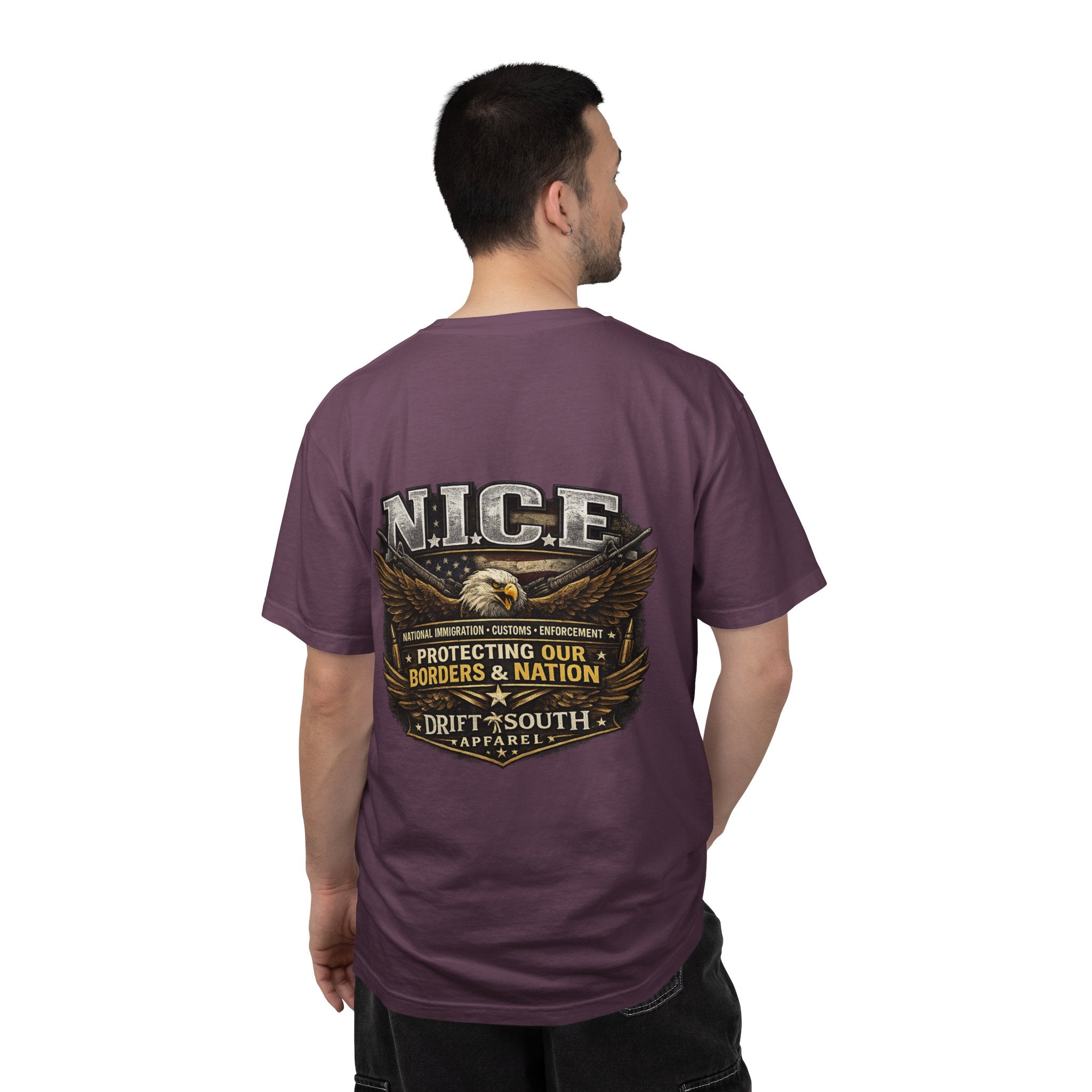 Drift South™-Patriotic “NICE” Eagle T-Shirt — Protecting Our Borders & Nation Graphic Tee