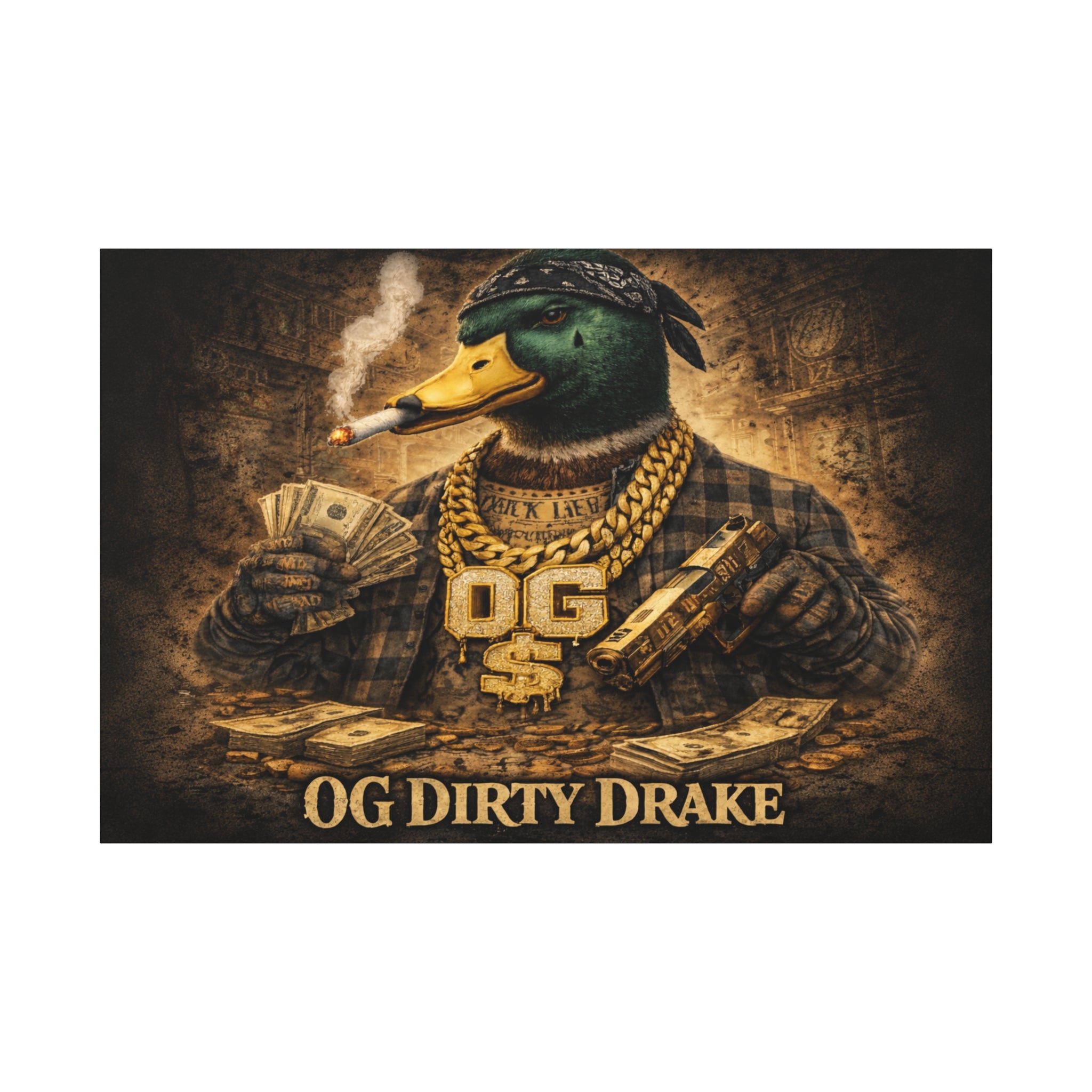 OG Dirty Drake Canvas Wall Art — Rap Duck Poster Matte Stretched