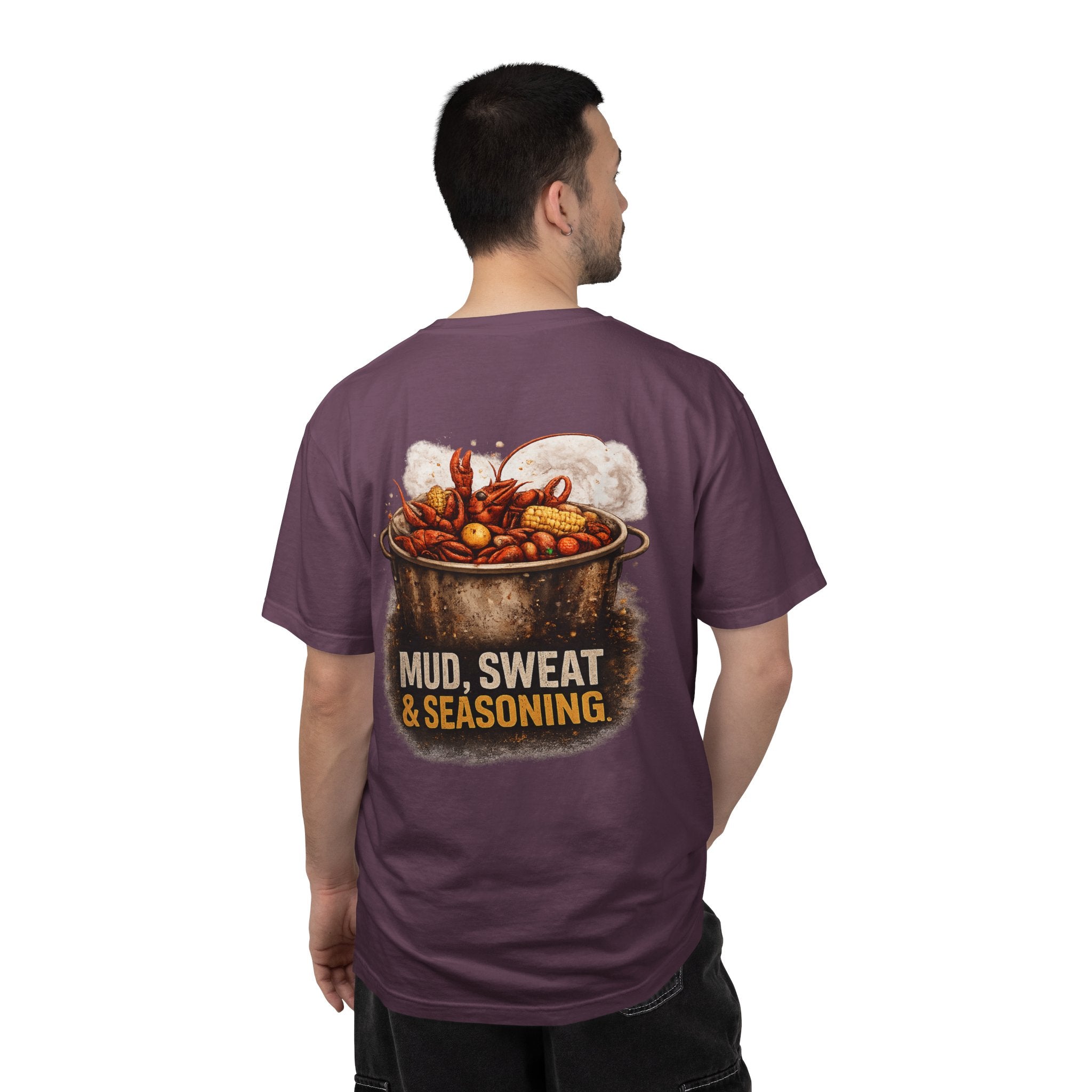 Drift South™-Mud, Sweat & Seasoning Cajun Crawfish Boil T-Shirt | Bayou Born Collection