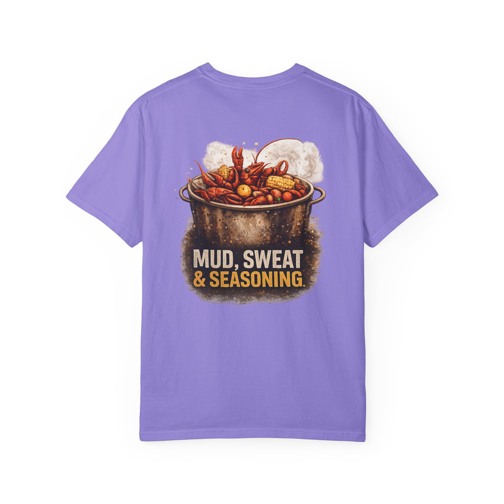 Drift South™-Mud, Sweat & Seasoning Cajun Crawfish Boil T-Shirt | Bayou Born Collection
