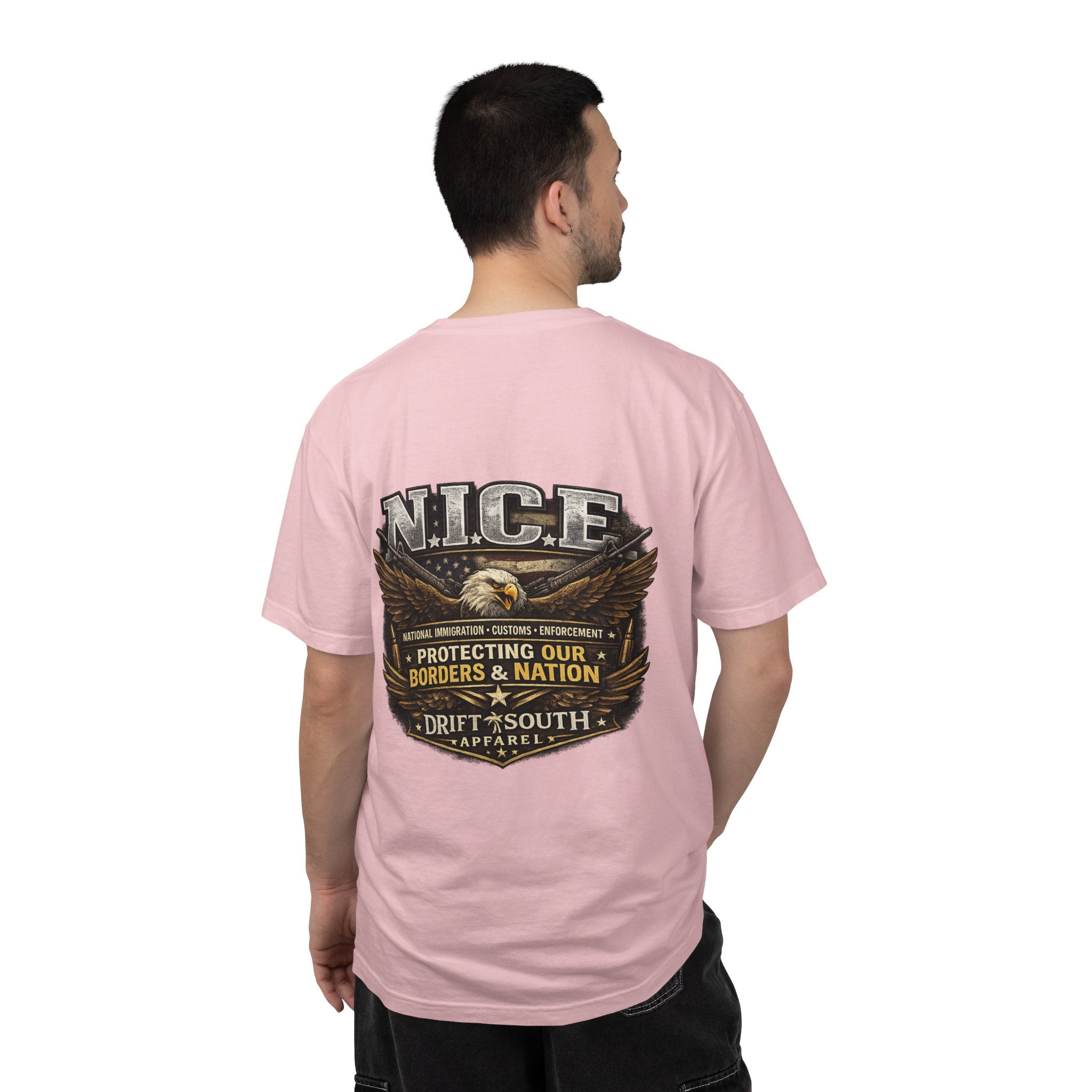 Drift South™-Patriotic “NICE” Eagle T-Shirt — Protecting Our Borders & Nation Graphic Tee