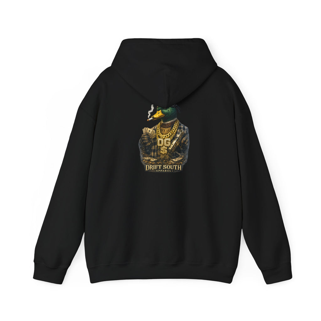 Duck Smoking Cigar Graphic Hoodie | Drift South Logo, Streetwear Style