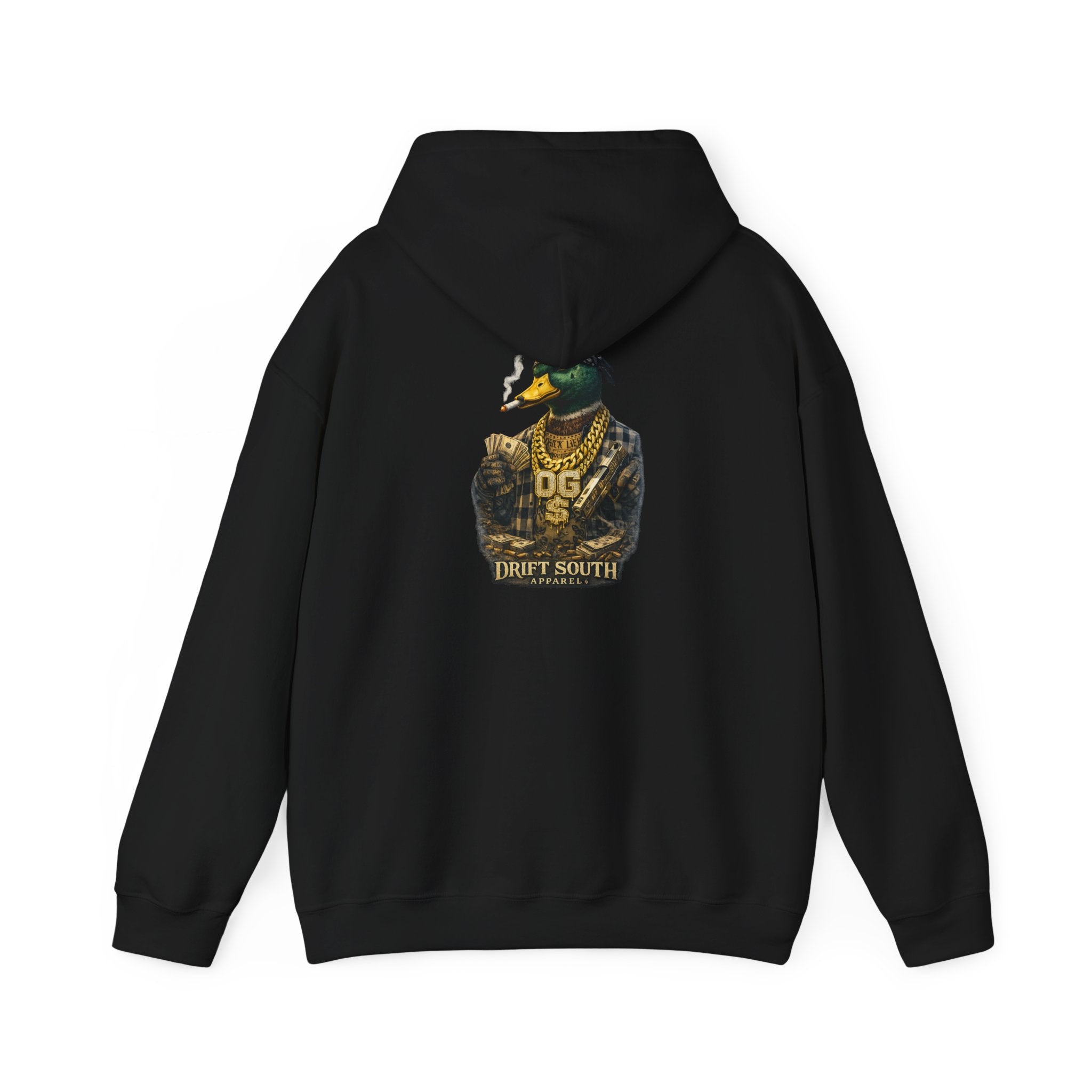 Duck Smoking Cigar Graphic Hoodie | Drift South Logo, Streetwear Style