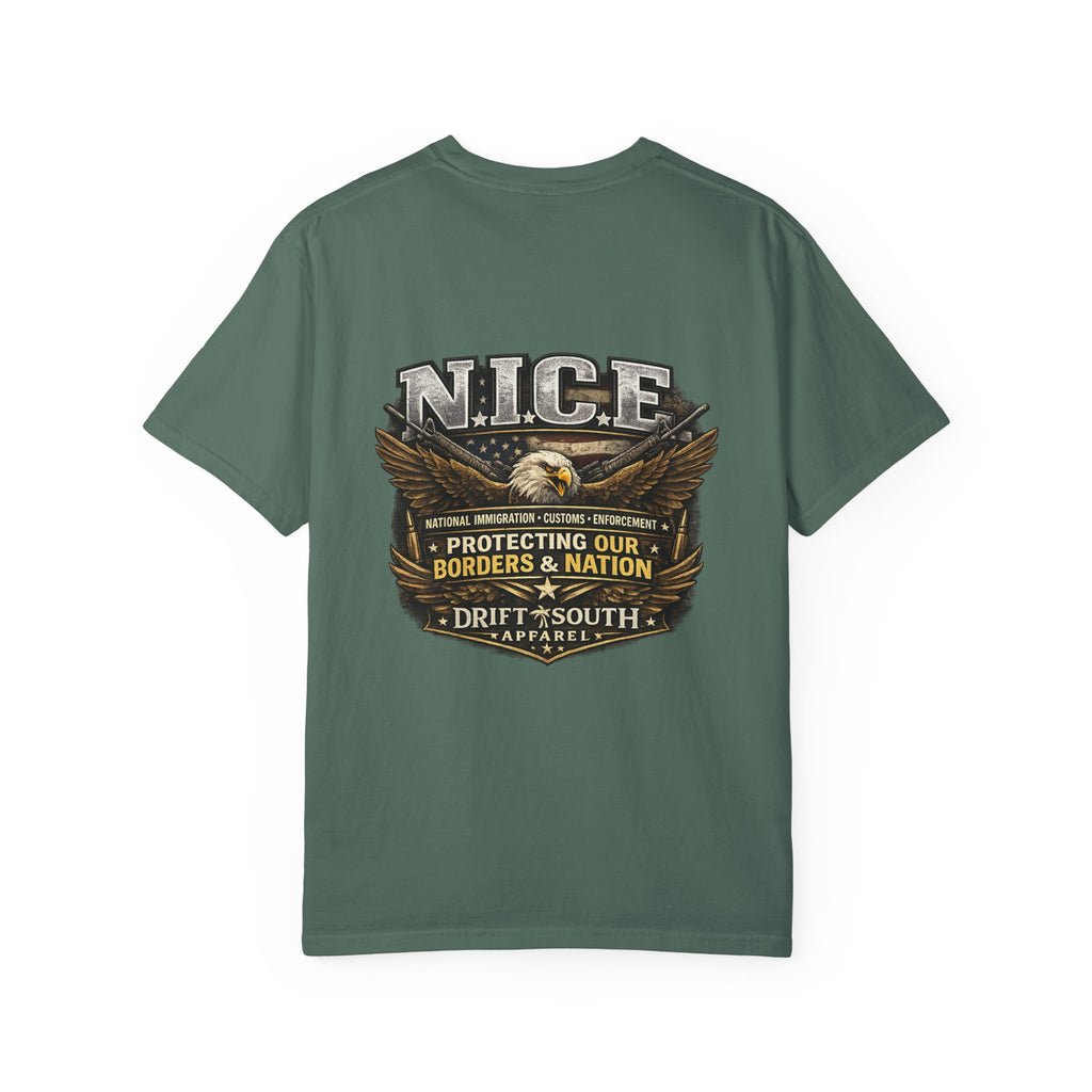 Drift South™-Patriotic “NICE” Eagle T-Shirt — Protecting Our Borders & Nation Graphic Tee