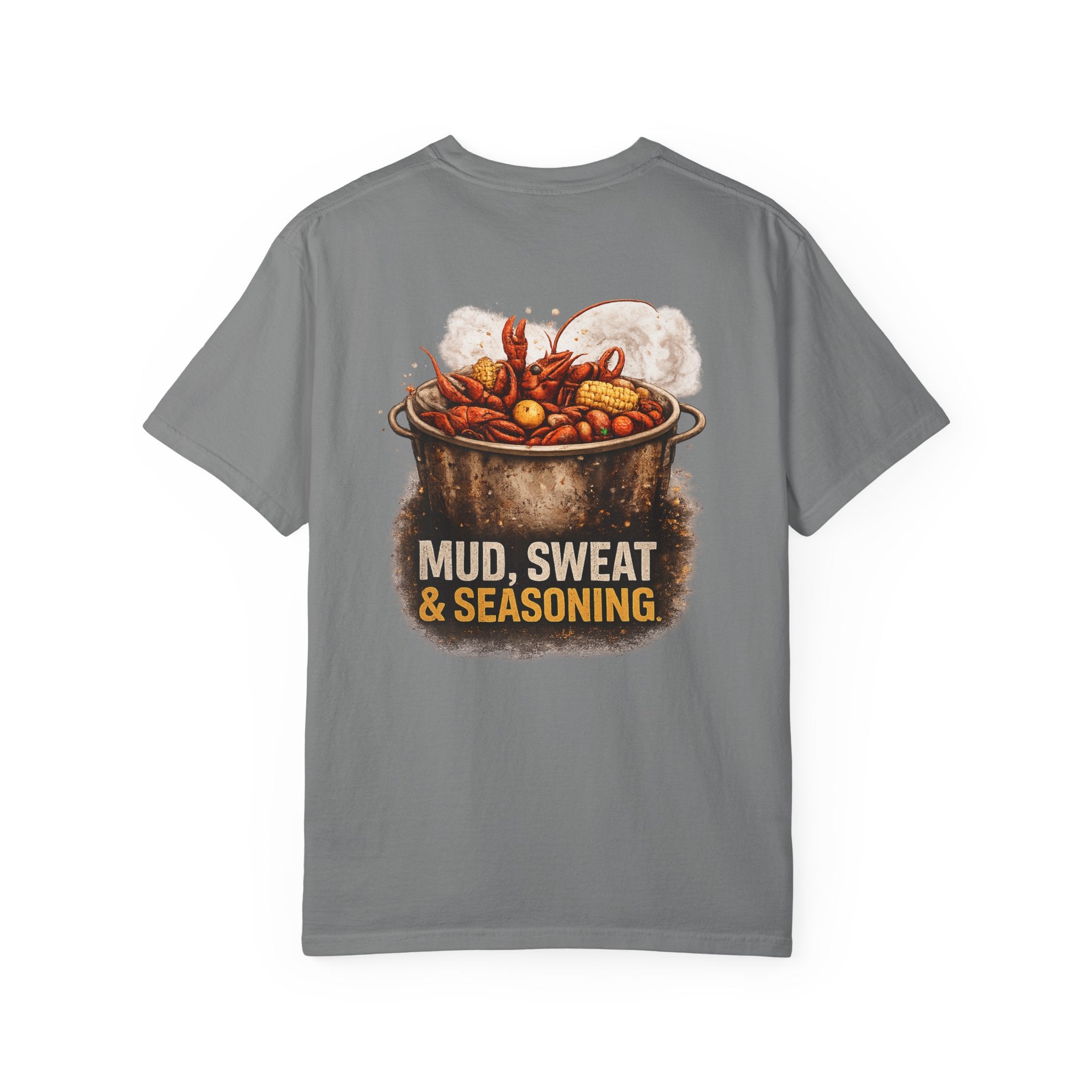 Drift South™-Mud, Sweat & Seasoning Cajun Crawfish Boil T-Shirt | Bayou Born Collection