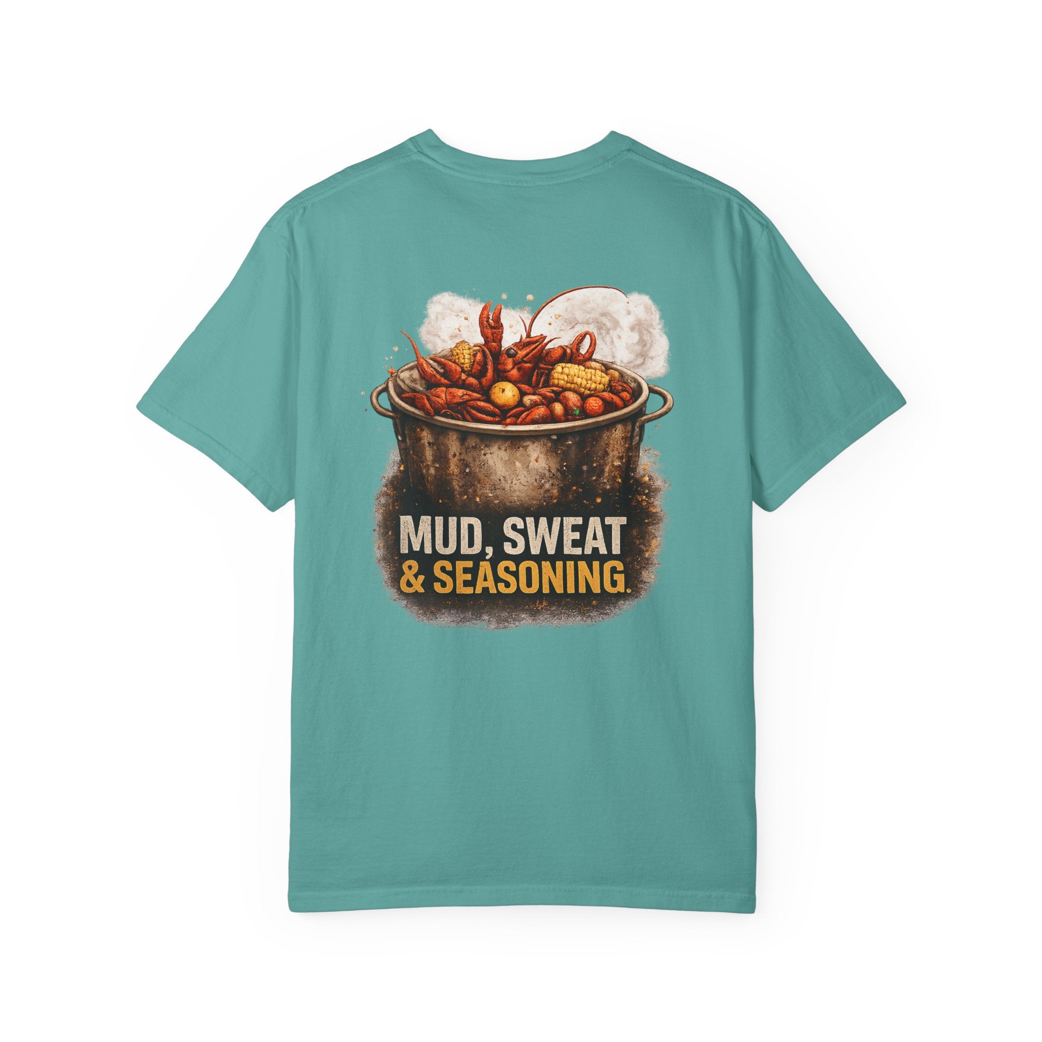 Drift South™-Mud, Sweat & Seasoning Cajun Crawfish Boil T-Shirt | Bayou Born Collection