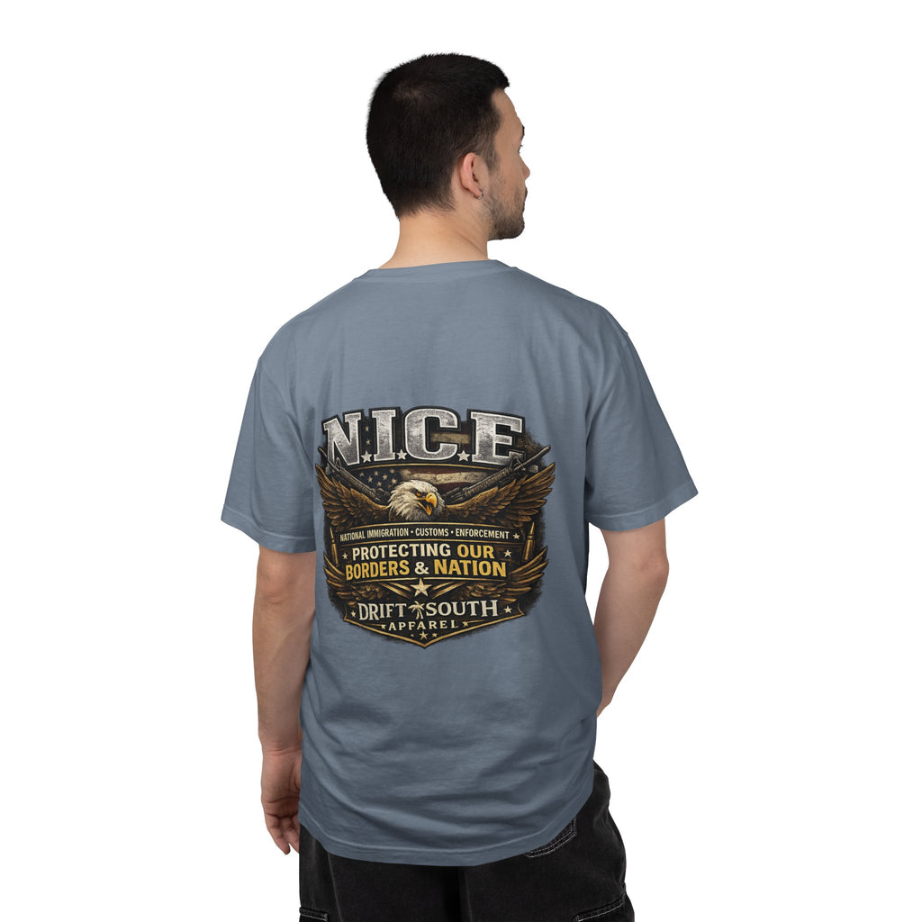 Drift South™-Patriotic “NICE” Eagle T-Shirt — Protecting Our Borders & Nation Graphic Tee