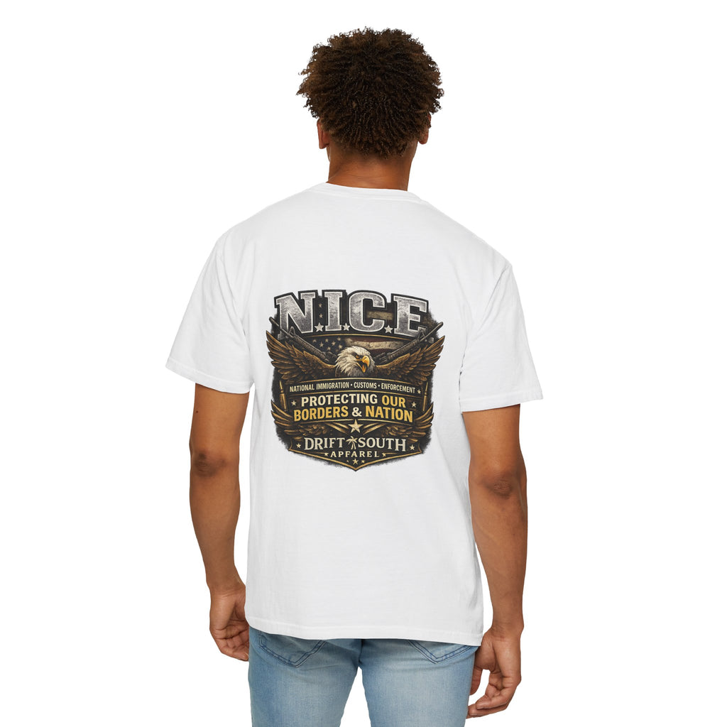 Drift South™-Patriotic “NICE” Eagle T-Shirt — Protecting Our Borders & Nation Graphic Tee