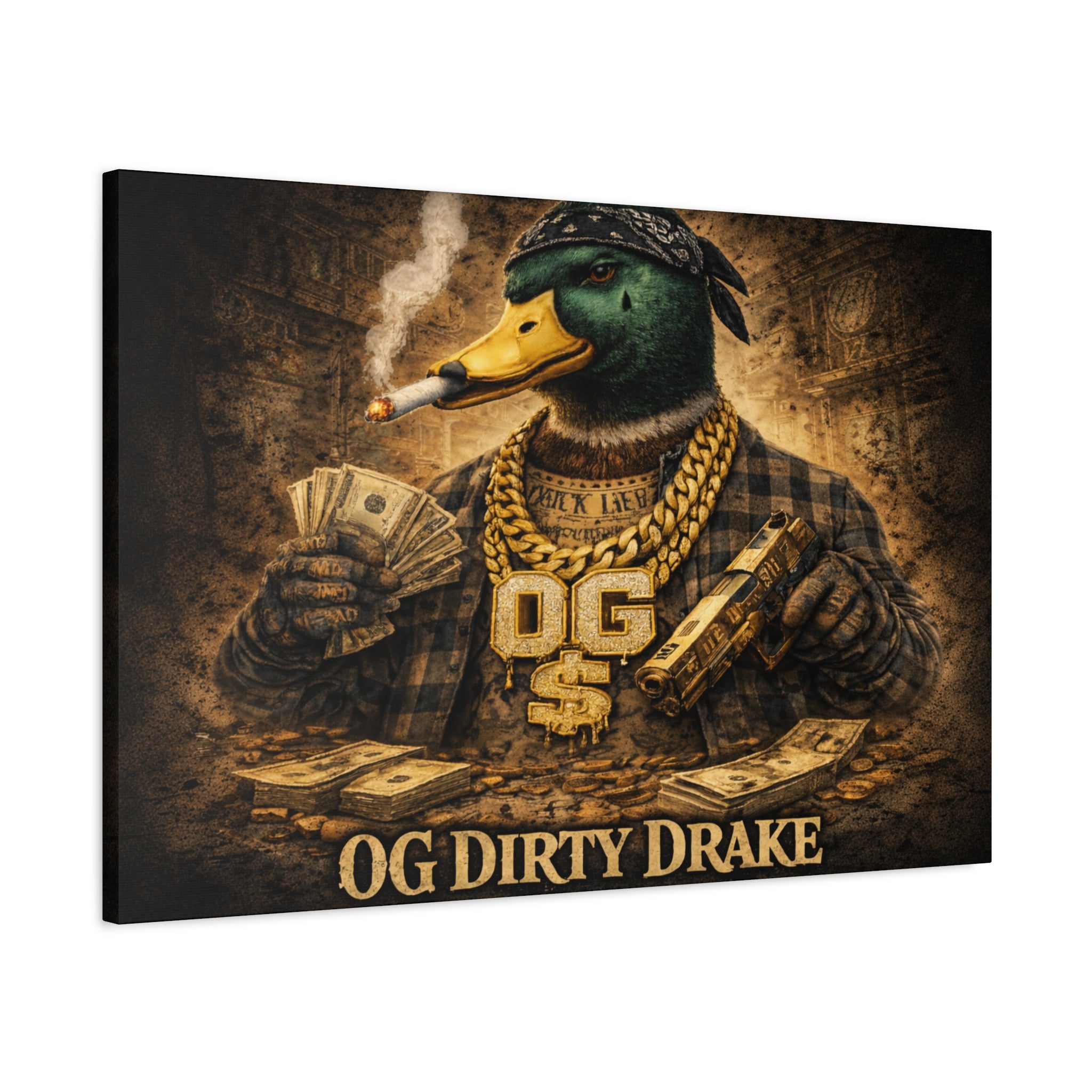OG Dirty Drake Canvas Wall Art — Rap Duck Poster Matte Stretched