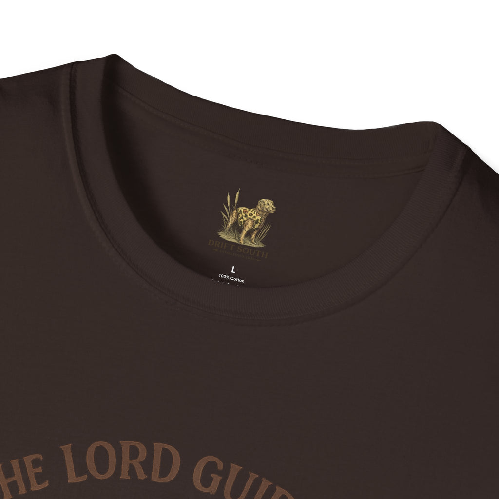 Faith Cowboy Boot T-Shirt – “The Lord Guides by Faith Not by Sight” Scripture Tee