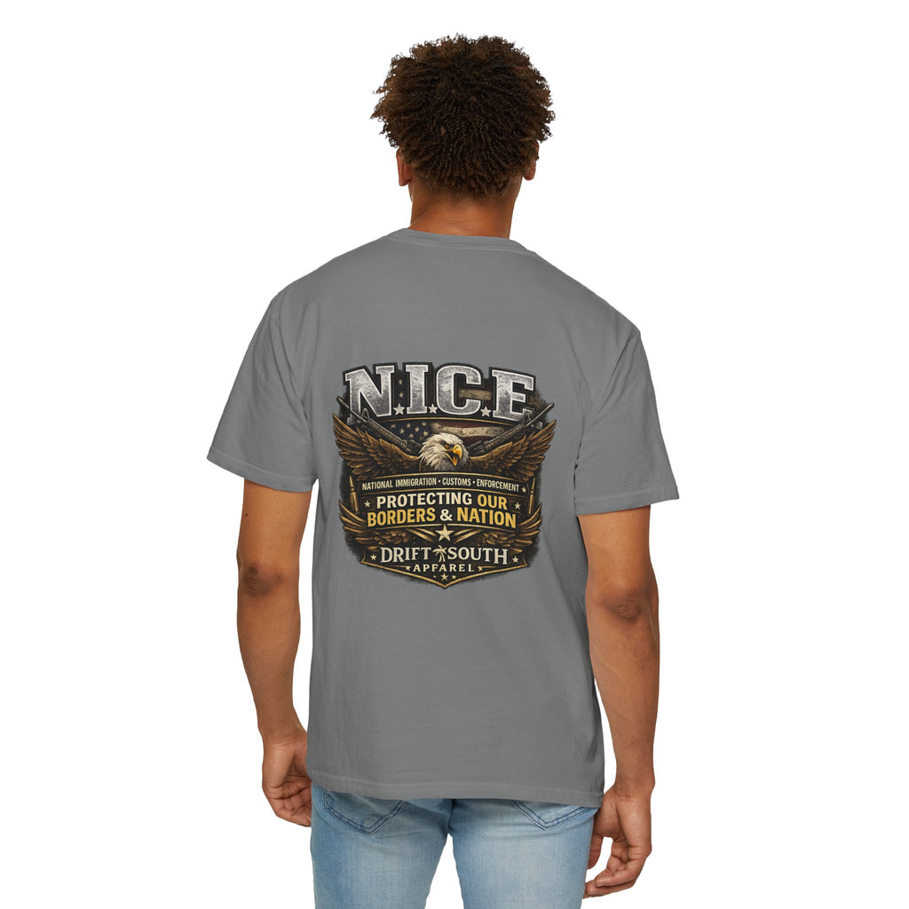 Drift South™-Patriotic “NICE” Eagle T-Shirt — Protecting Our Borders & Nation Graphic Tee