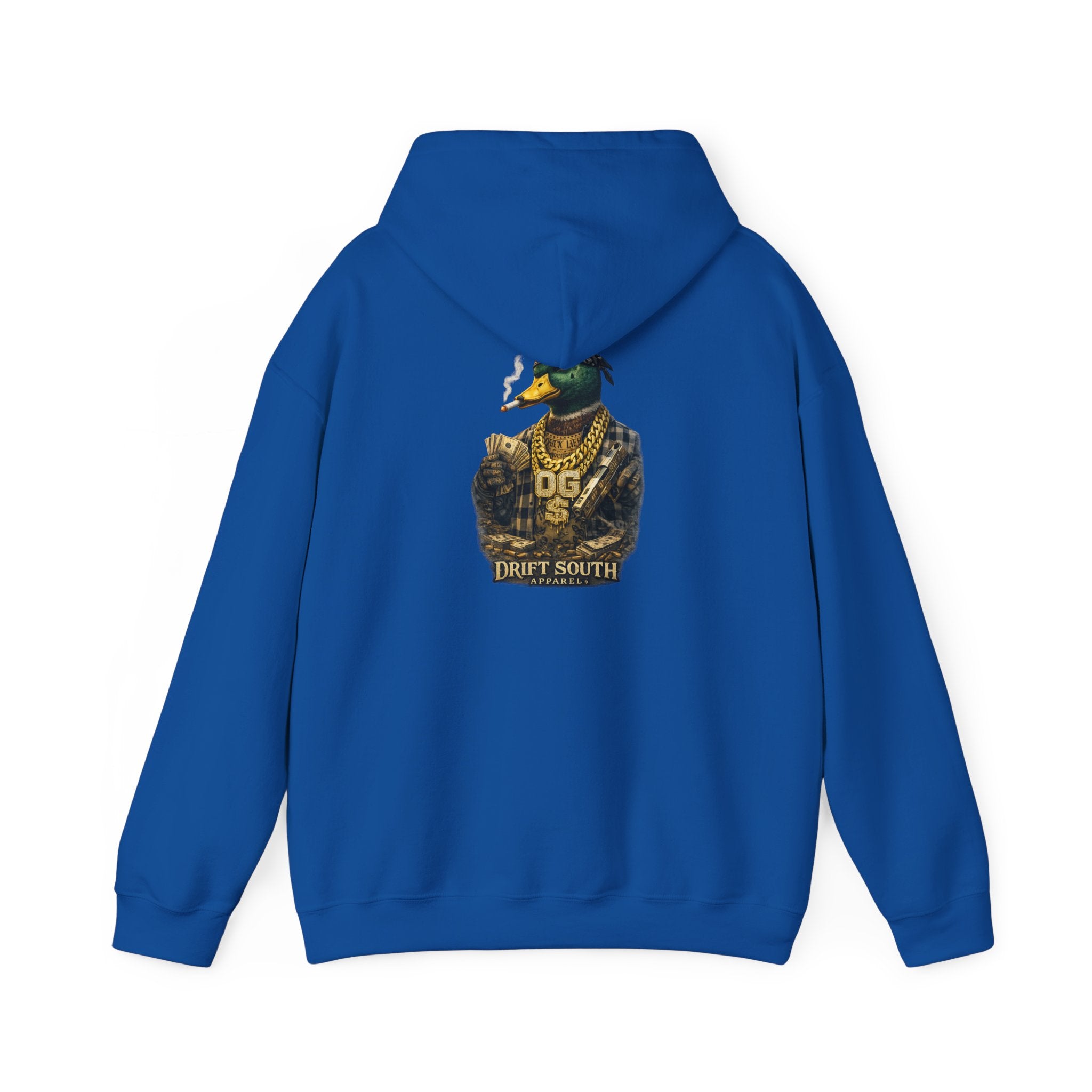 Duck Smoking Cigar Graphic Hoodie | Drift South Logo, Streetwear Style