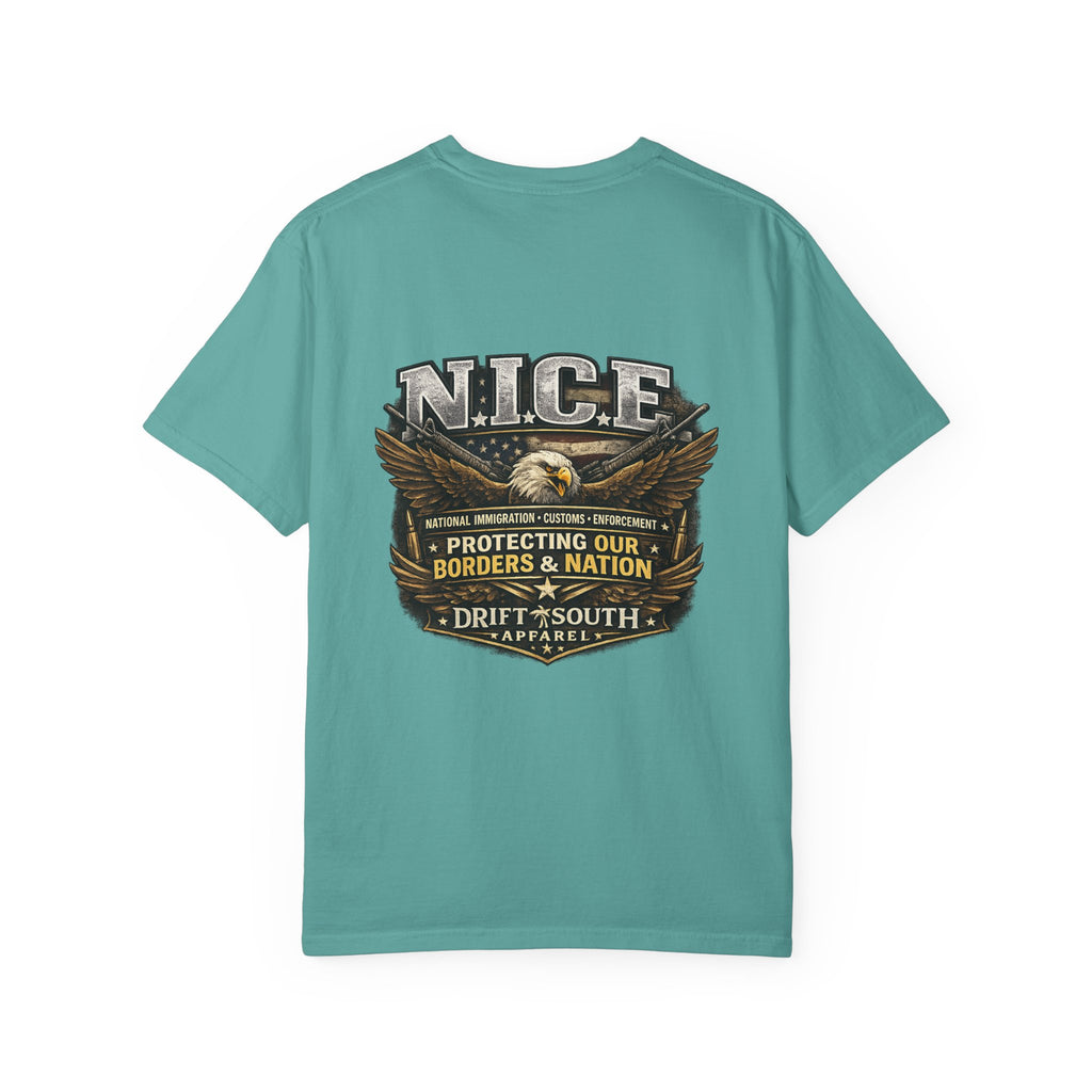 Drift South™-Patriotic “NICE” Eagle T-Shirt — Protecting Our Borders & Nation Graphic Tee