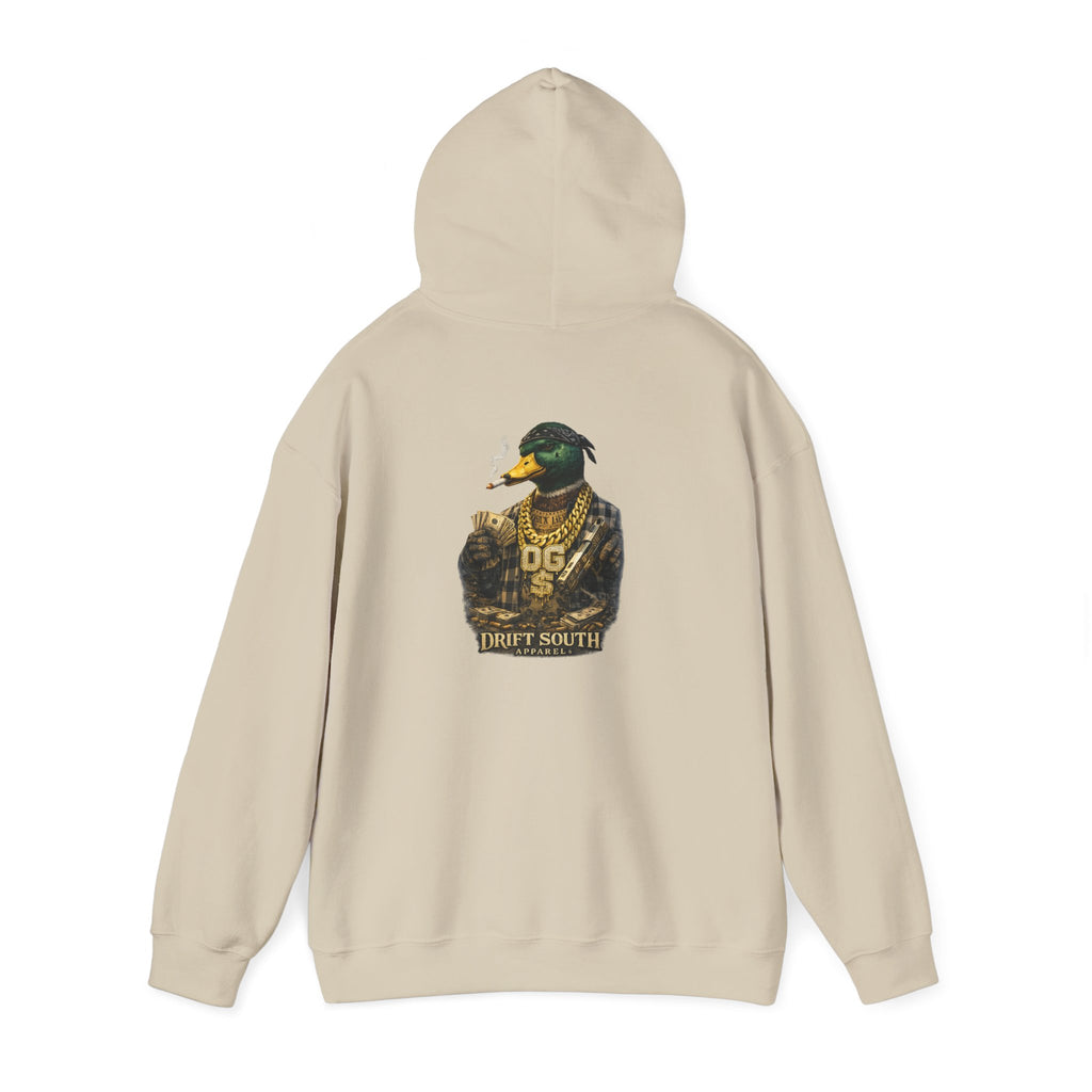 Duck Smoking Cigar Graphic Hoodie | Drift South Logo, Streetwear Style