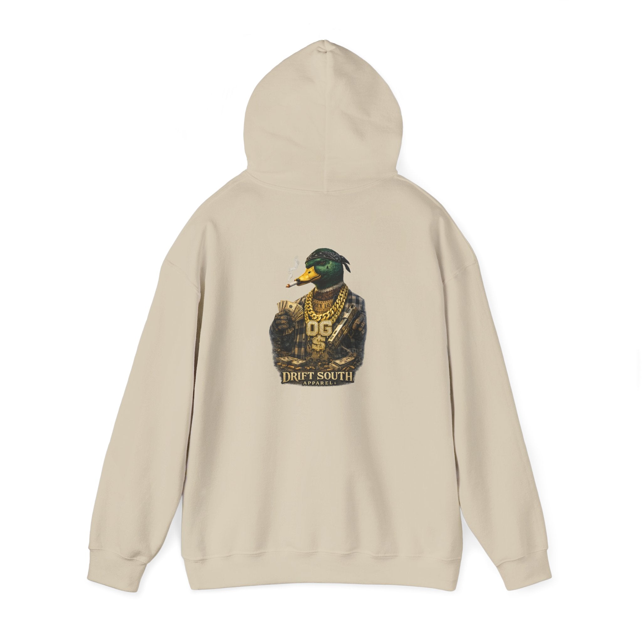 Duck Smoking Cigar Graphic Hoodie | Drift South Logo, Streetwear Style