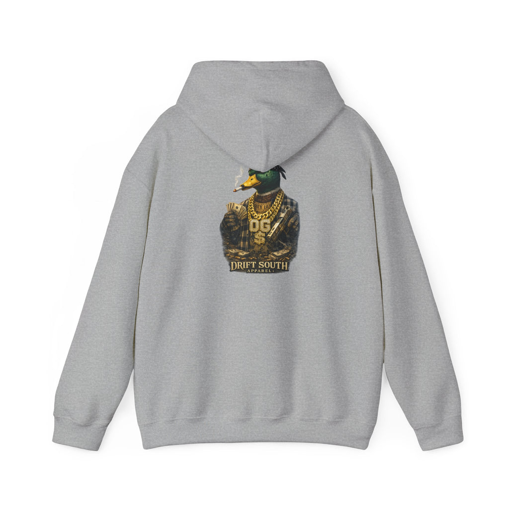 Duck Smoking Cigar Graphic Hoodie | Drift South Logo, Streetwear Style