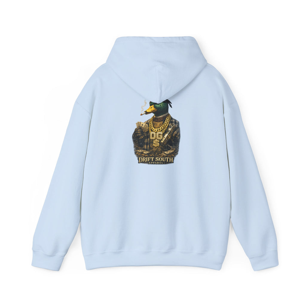 Duck Smoking Cigar Graphic Hoodie | Drift South Logo, Streetwear Style