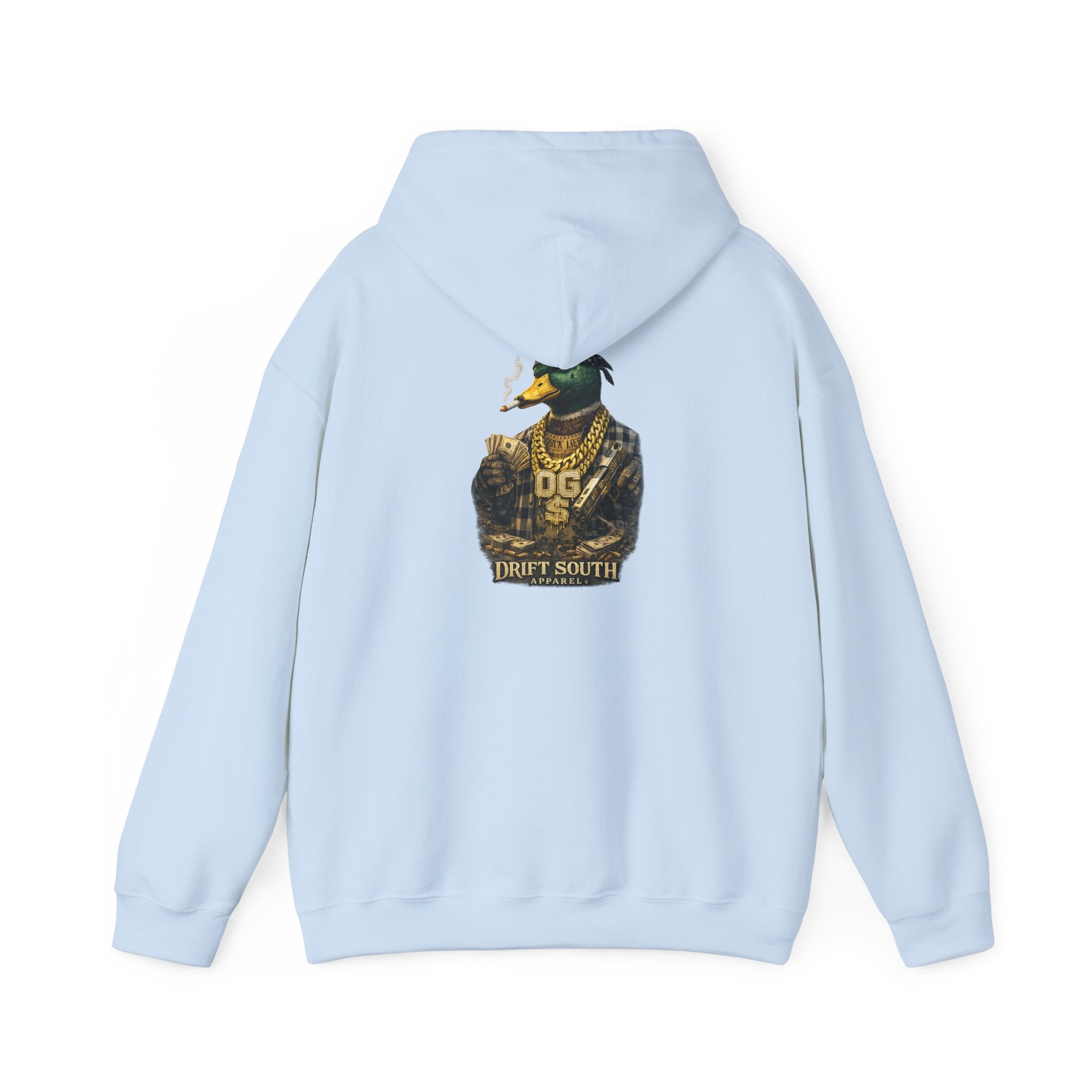 Duck Smoking Cigar Graphic Hoodie | Drift South Logo, Streetwear Style