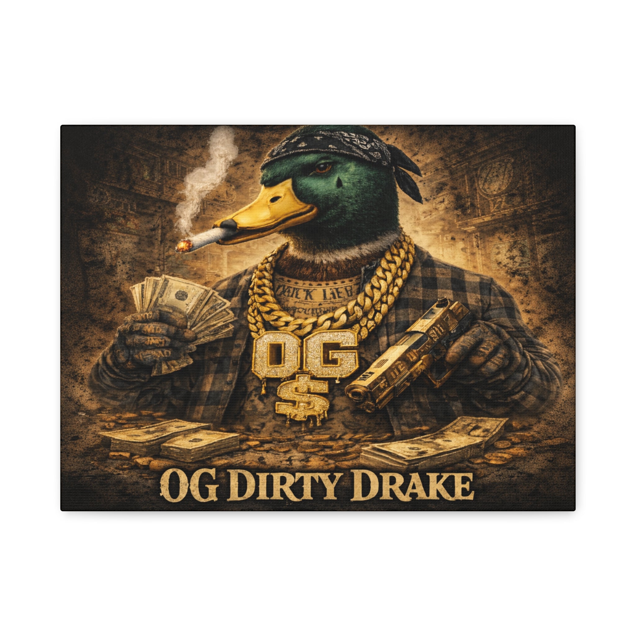 OG Dirty Drake Canvas Wall Art — Rap Duck Poster Matte Stretched