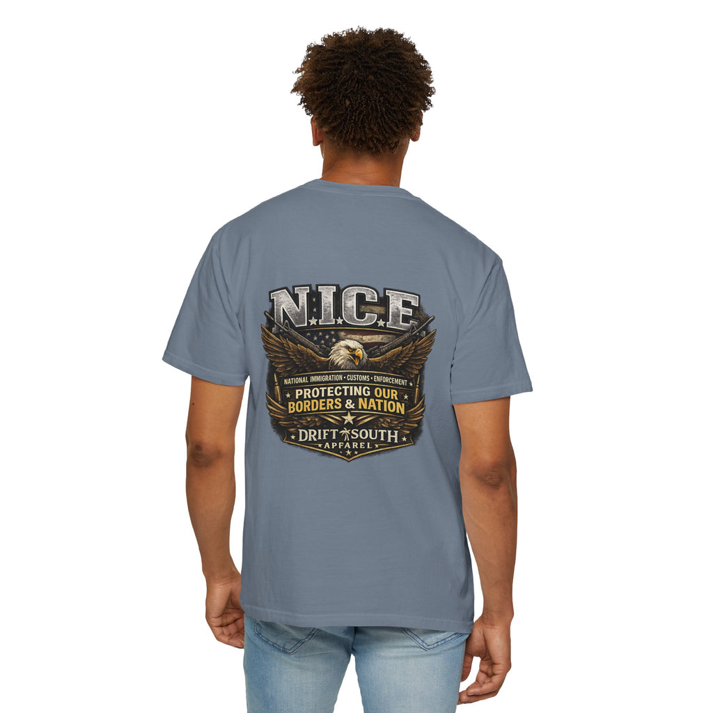 Drift South™-Patriotic “NICE” Eagle T-Shirt — Protecting Our Borders & Nation Graphic Tee