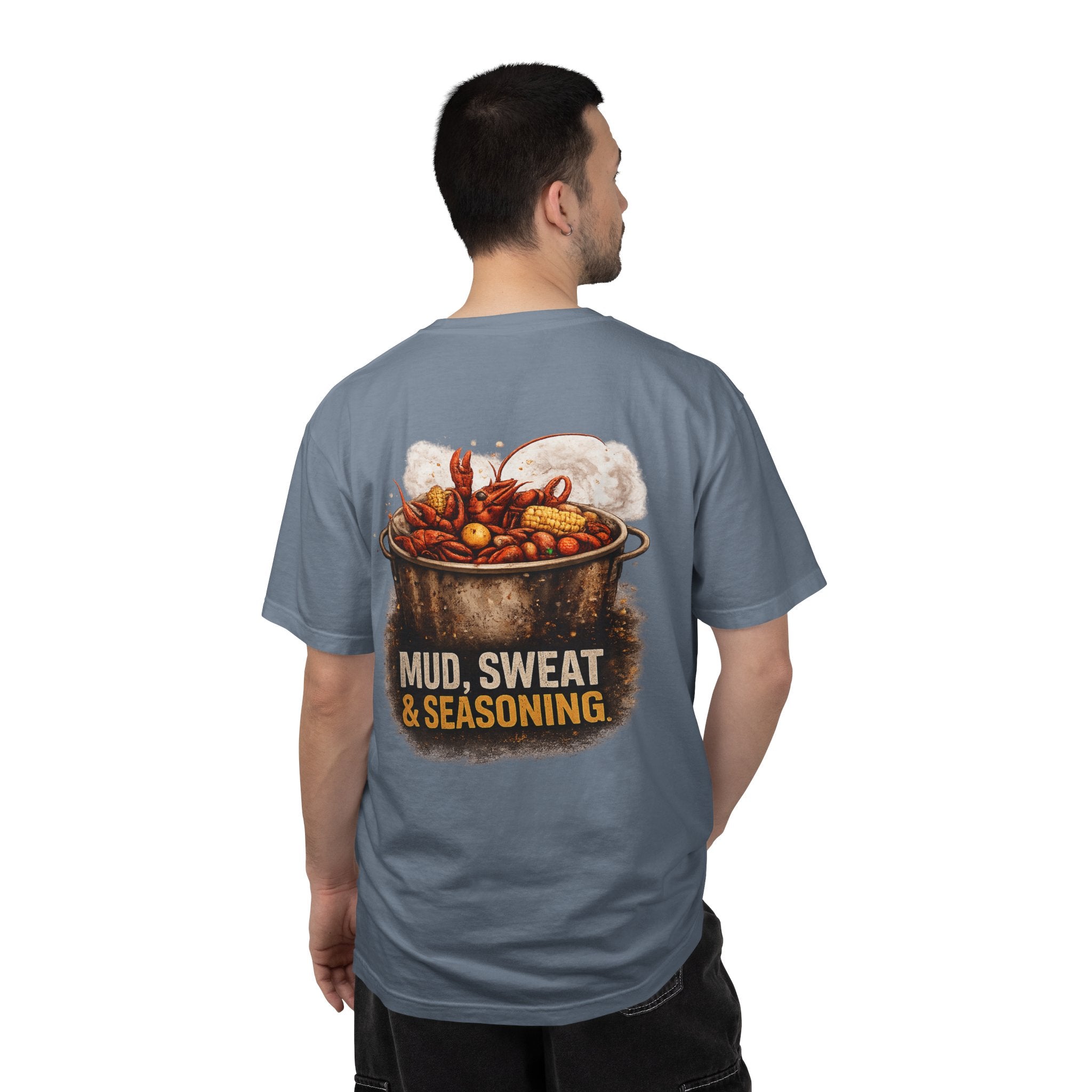 Drift South™-Mud, Sweat & Seasoning Cajun Crawfish Boil T-Shirt | Bayou Born Collection