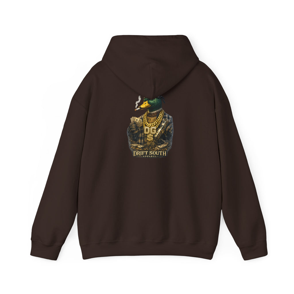 Duck Smoking Cigar Graphic Hoodie | Drift South Logo, Streetwear Style