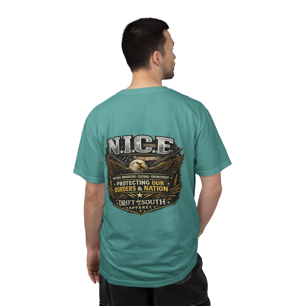 Drift South™-Patriotic “NICE” Eagle T-Shirt — Protecting Our Borders & Nation Graphic Tee