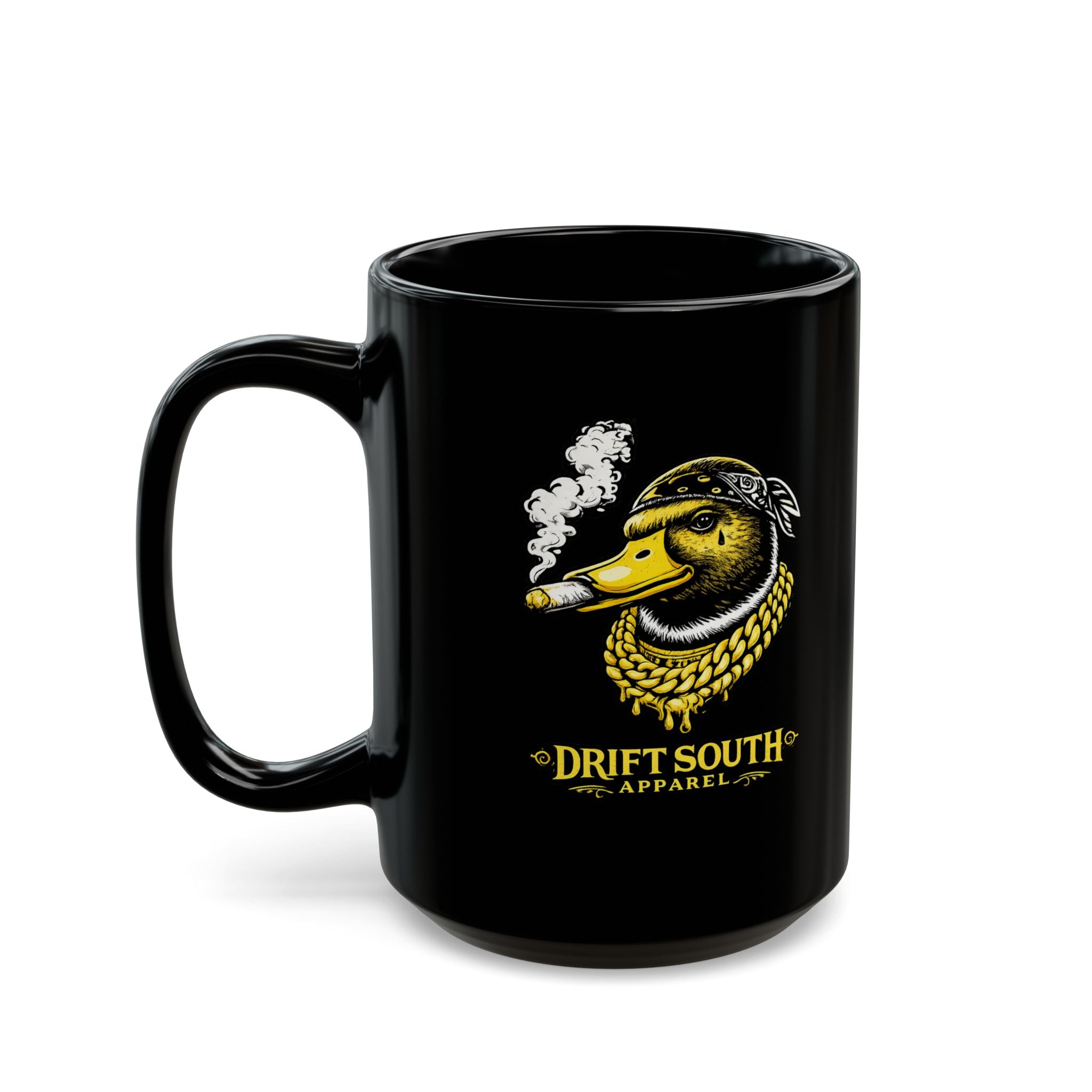Drift South™ Black Duck Mug – Smoky Duck Head Coffee Cup (11oz & 15oz)