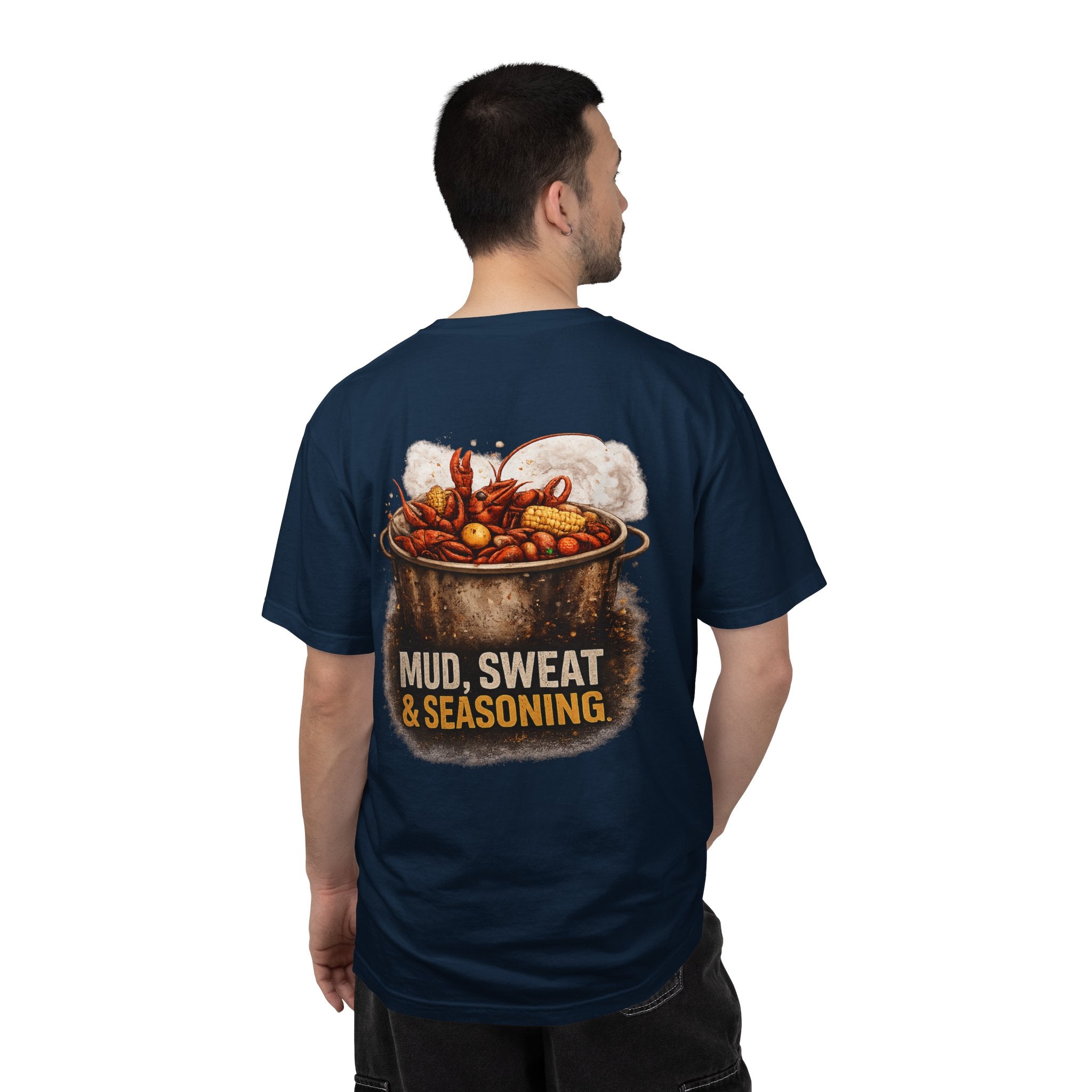 Drift South™-Mud, Sweat & Seasoning Cajun Crawfish Boil T-Shirt | Bayou Born Collection
