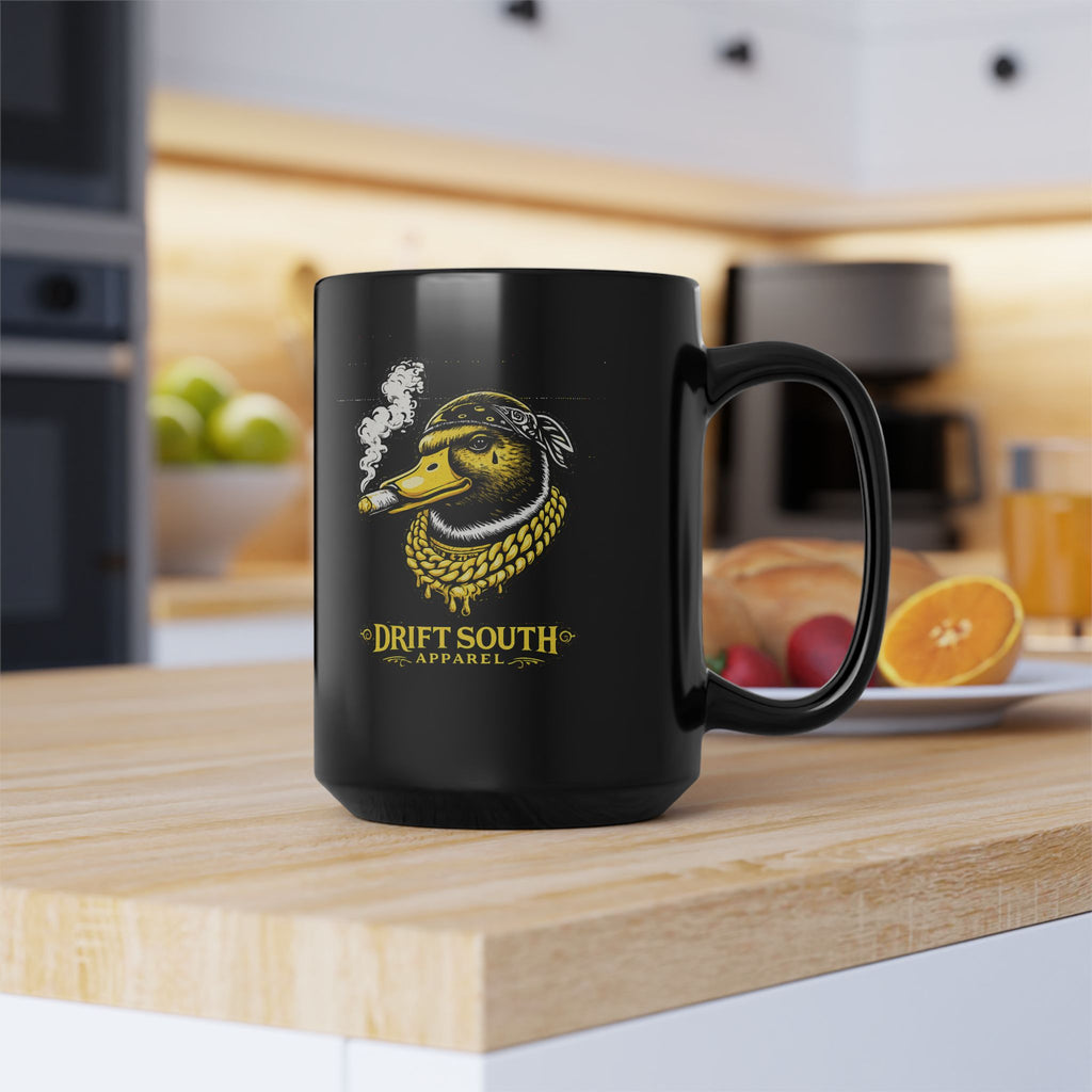 Drift South™ Black Duck Mug – Smoky Duck Head Coffee Cup (11oz & 15oz)