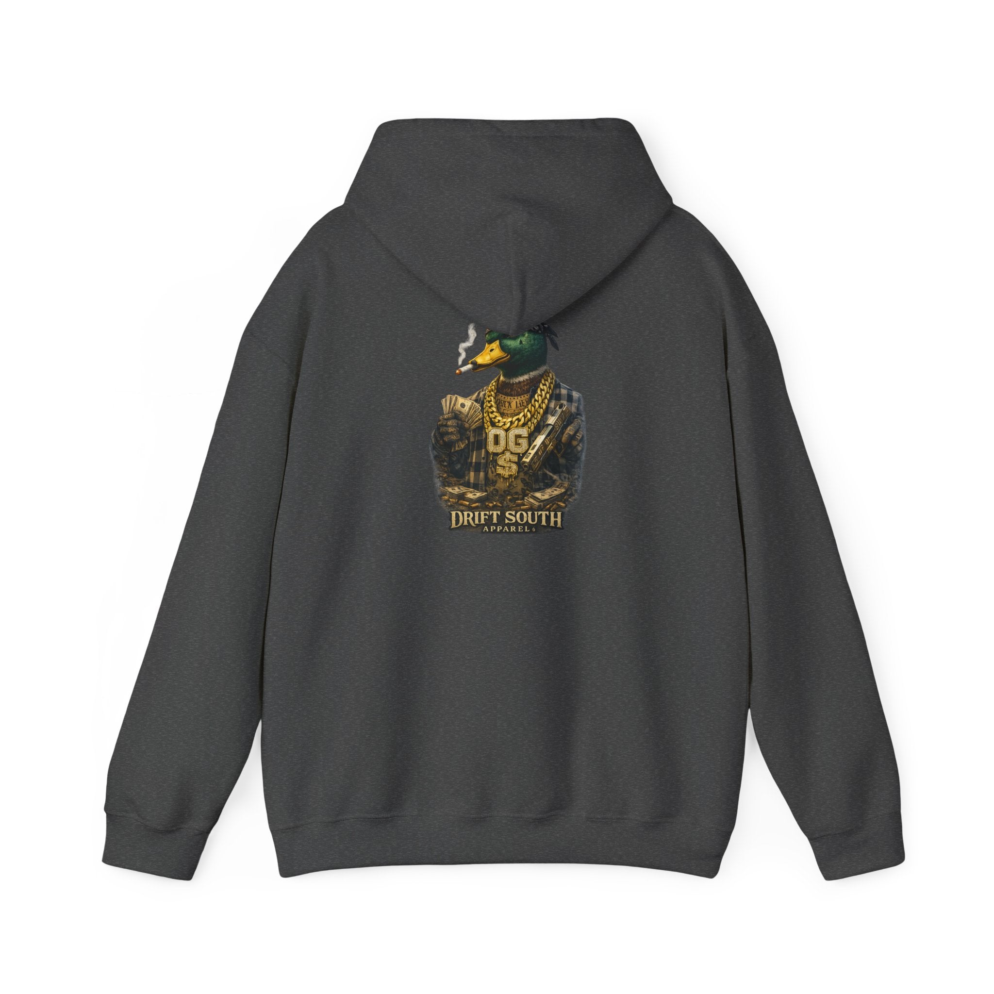 Duck Smoking Cigar Graphic Hoodie | Drift South Logo, Streetwear Style
