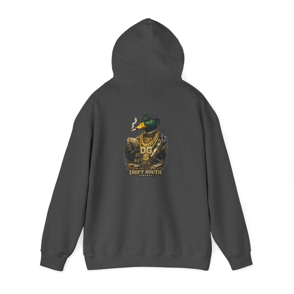Duck Smoking Cigar Graphic Hoodie | Drift South Logo, Streetwear Style