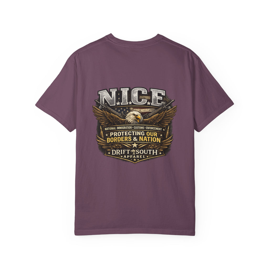 Drift South™-Patriotic “NICE” Eagle T-Shirt — Protecting Our Borders & Nation Graphic Tee