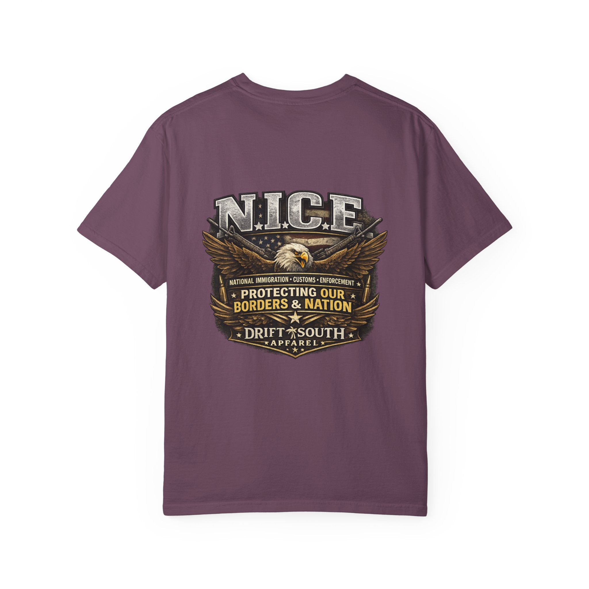 Drift South™-Patriotic “NICE” Eagle T-Shirt — Protecting Our Borders & Nation Graphic Tee