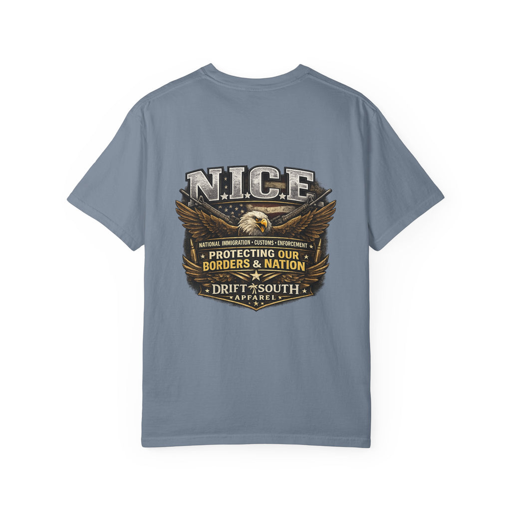 Drift South™-Patriotic “NICE” Eagle T-Shirt — Protecting Our Borders & Nation Graphic Tee