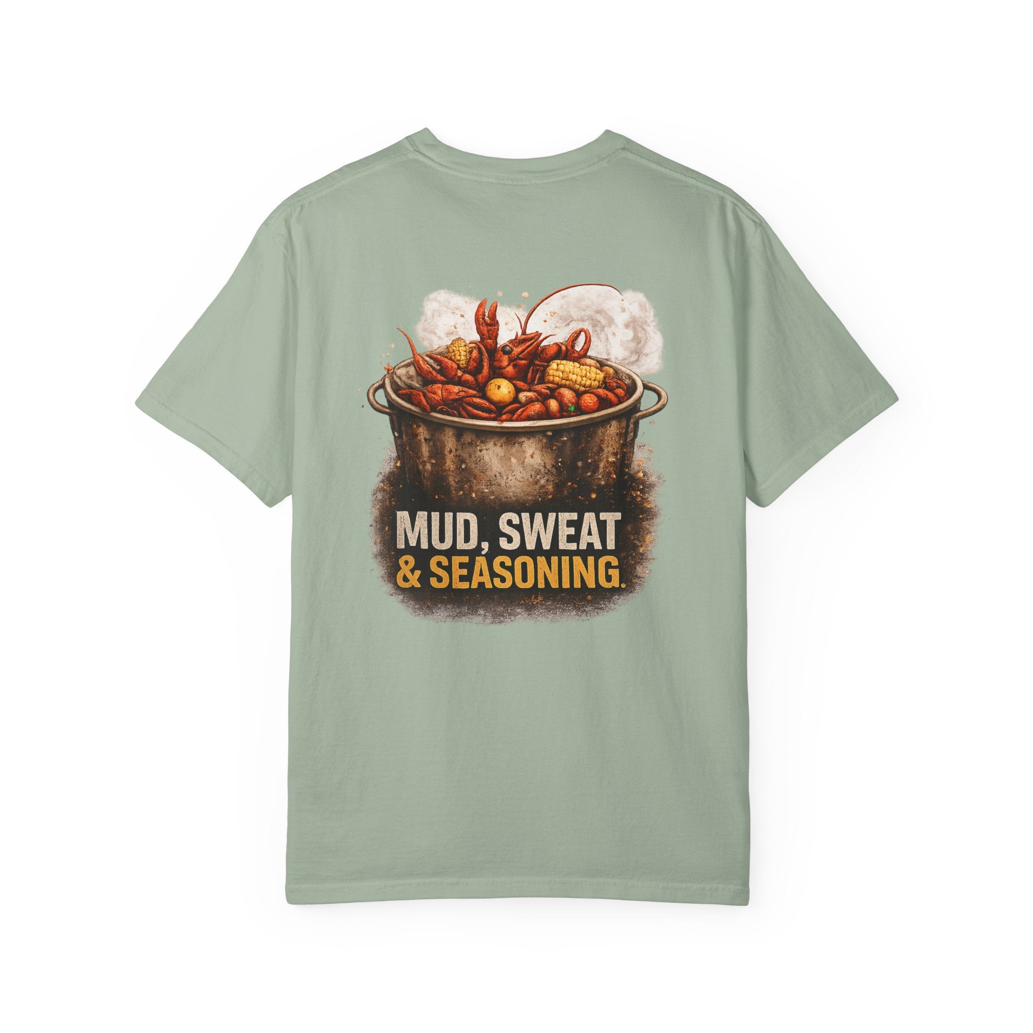 Drift South™-Mud, Sweat & Seasoning Cajun Crawfish Boil T-Shirt | Bayou Born Collection
