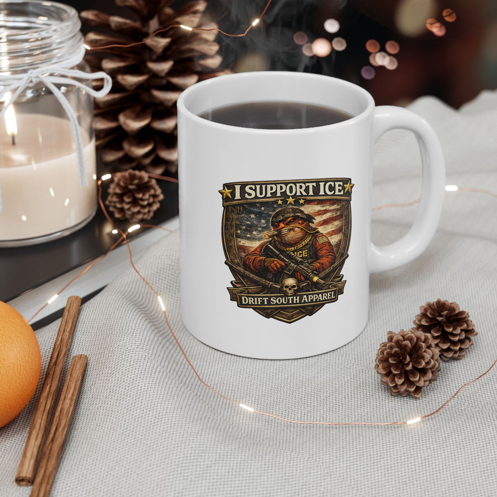 I Support ICE Patriotic Coffee Mug | Veteran & Pro-Law Design | Drift South Apparel