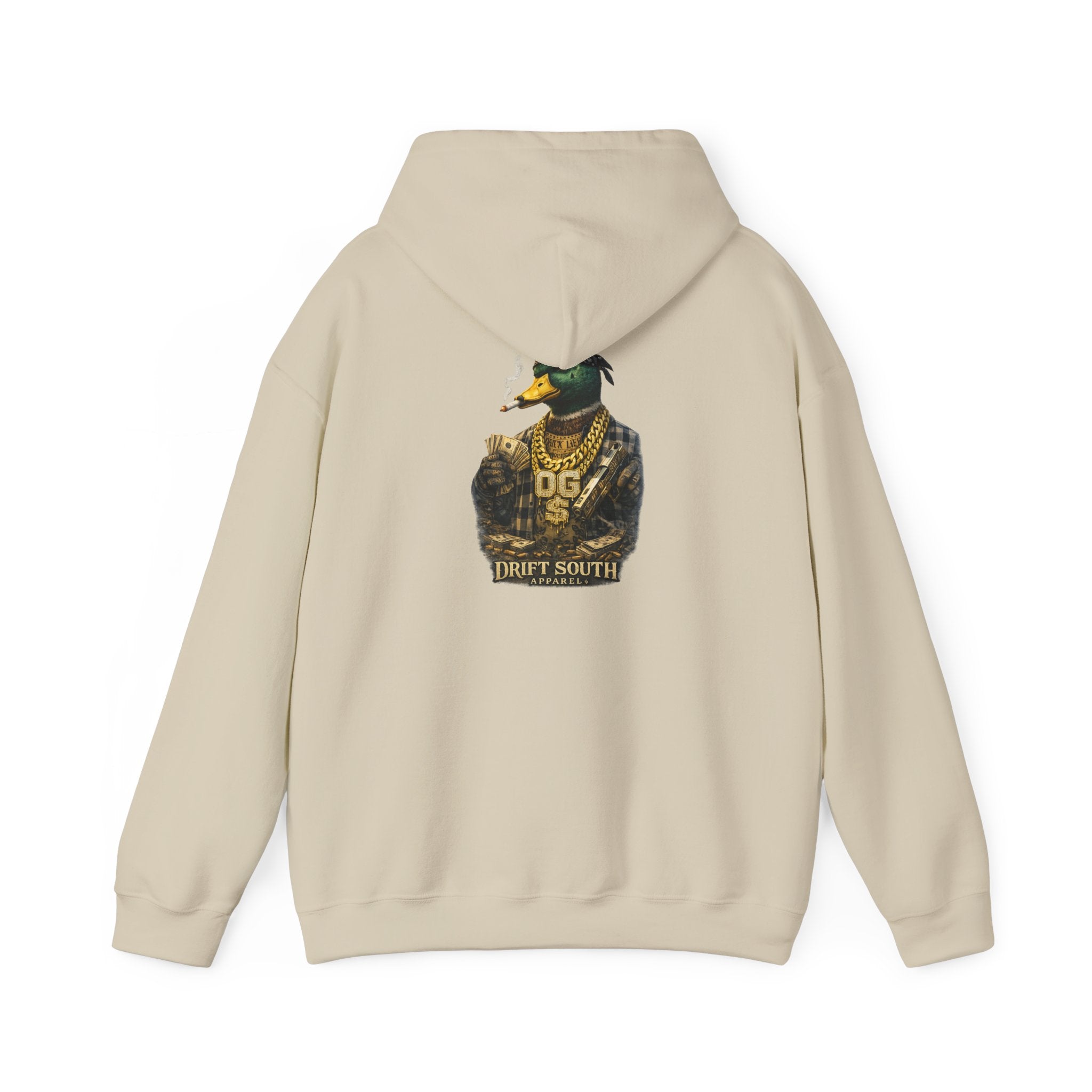 Duck Smoking Cigar Graphic Hoodie | Drift South Logo, Streetwear Style