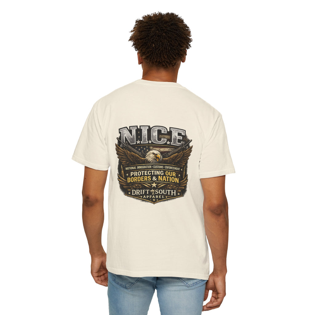 Drift South™-Patriotic “NICE” Eagle T-Shirt — Protecting Our Borders & Nation Graphic Tee