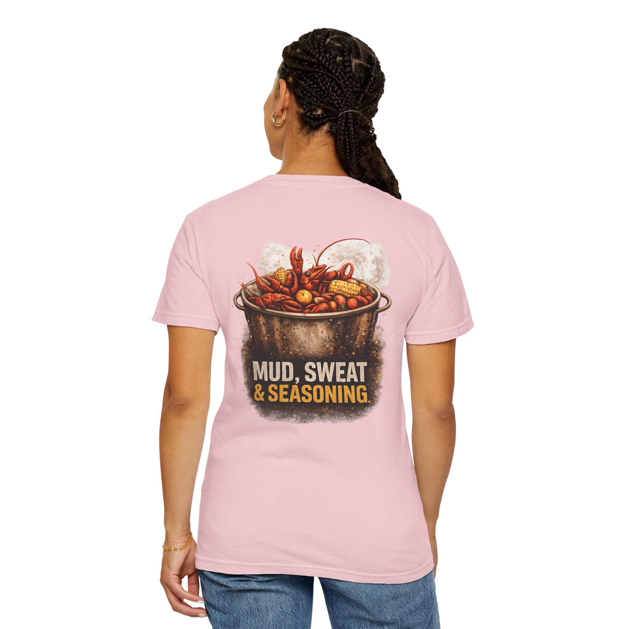 Drift South™-Mud, Sweat & Seasoning Cajun Crawfish Boil T-Shirt | Bayou Born Collection